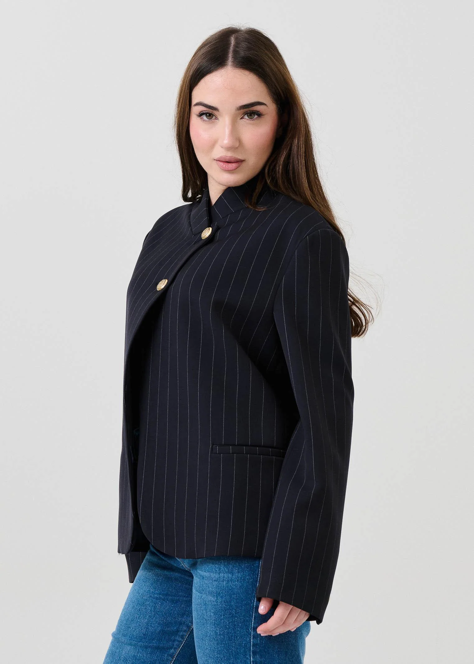 Blazer gessato Vicolo blu con bottoni araldici - Image 2