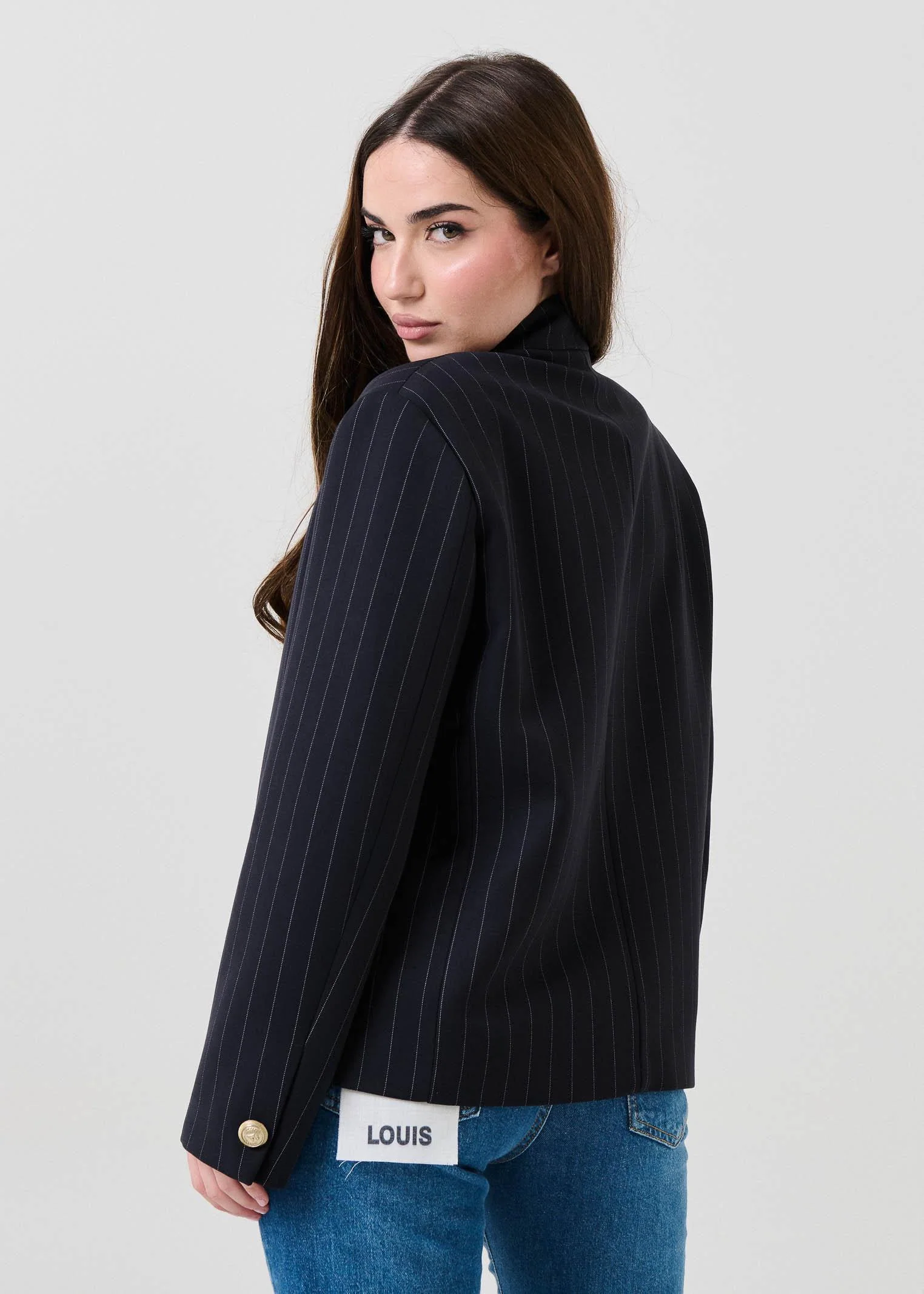 Blazer gessato Vicolo blu con bottoni araldici - Image 3
