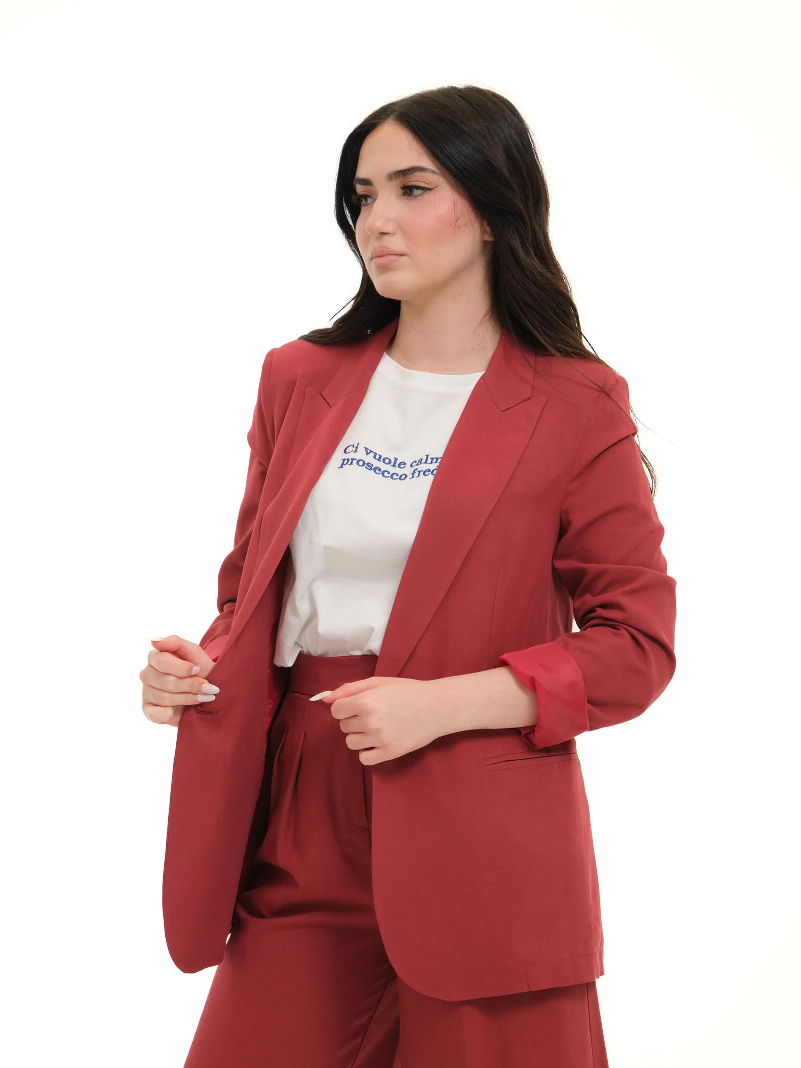 Blazer monopetto Vicolo rosso in misto lino - Image 2