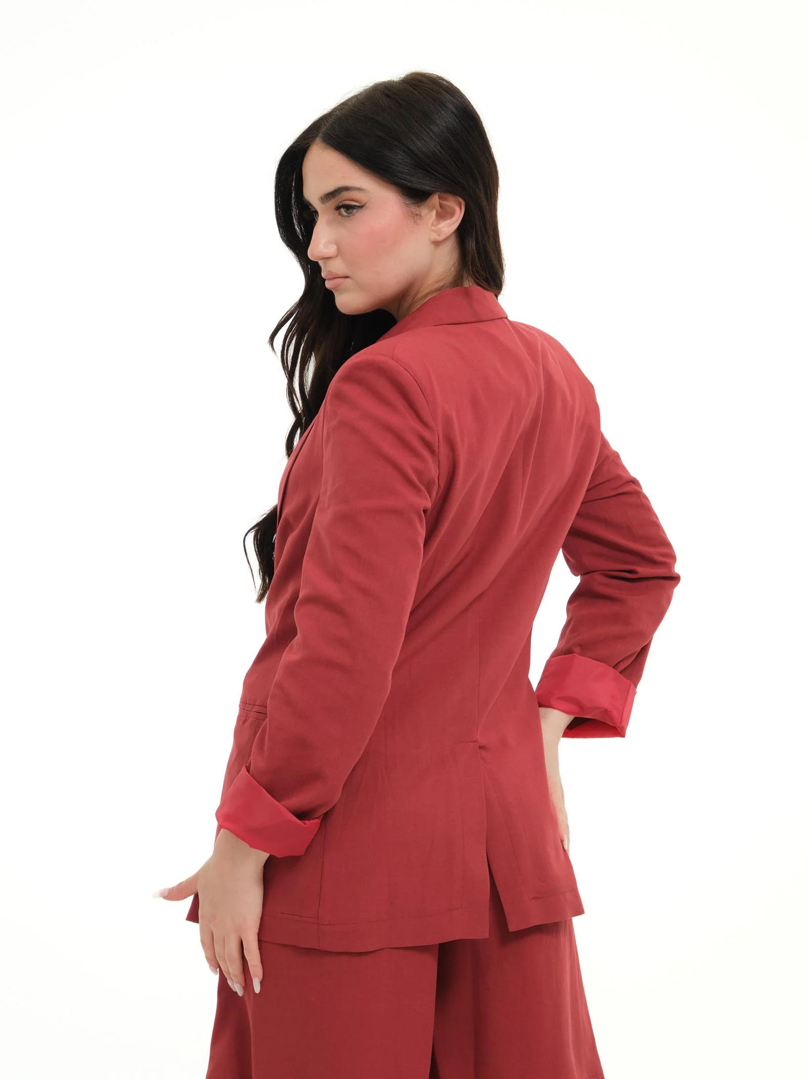 Blazer monopetto Vicolo rosso in misto lino - Image 3