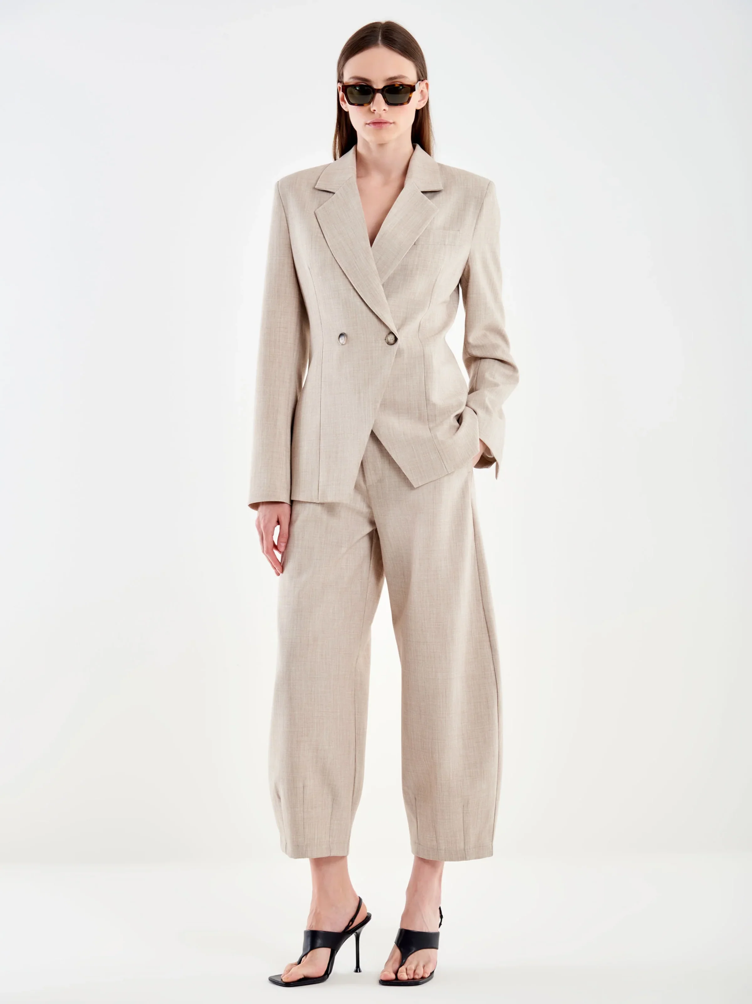 Blazer sfiancato doppiopetto Vicolo beige - Image 3