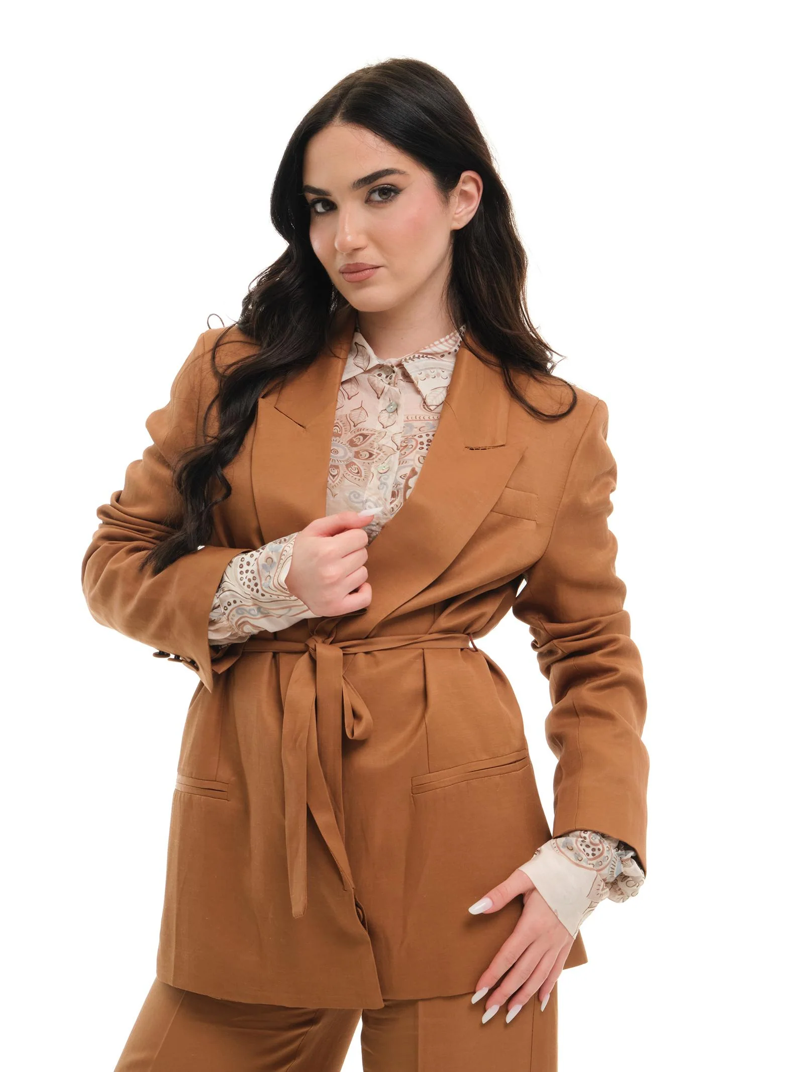 Blazer Vicolo marrone con cintura - Image 2