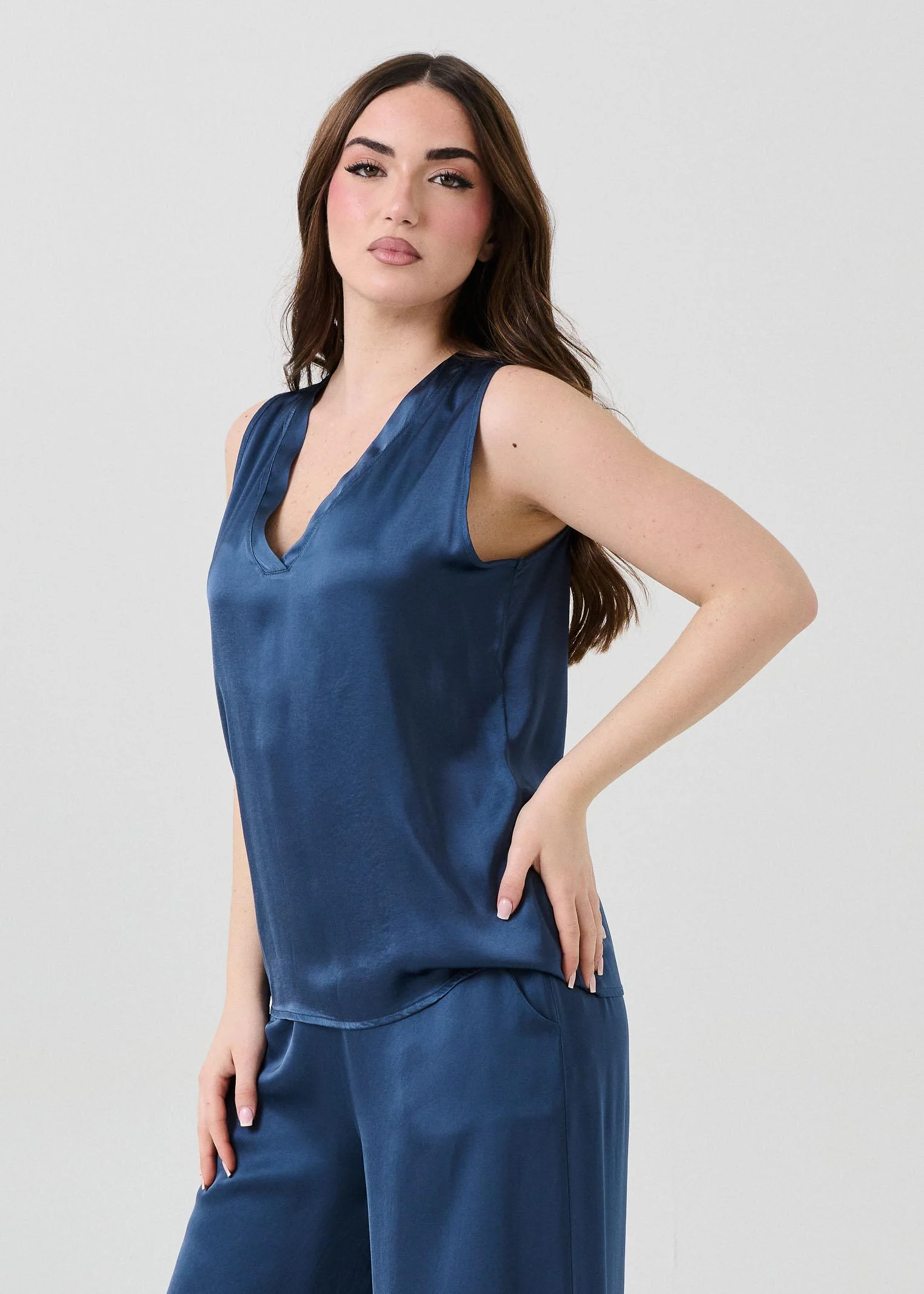 Blusa a giro maniche Armoire blu denim - Image 2