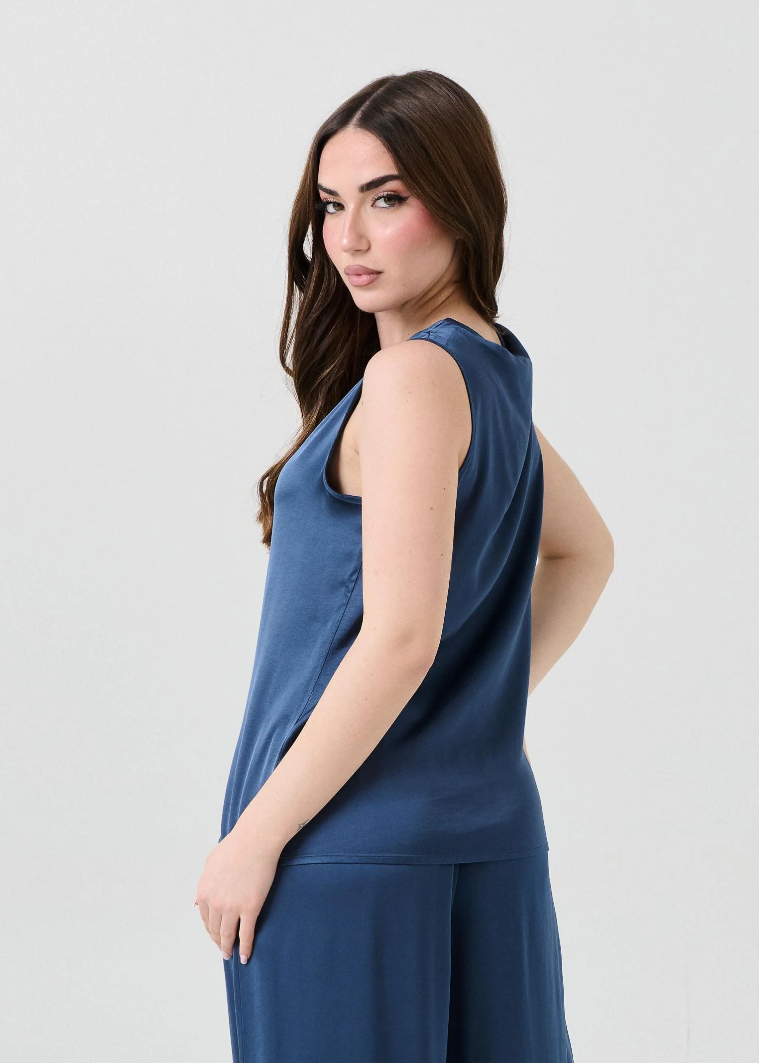 Blusa a giro maniche Armoire blu denim - Image 3