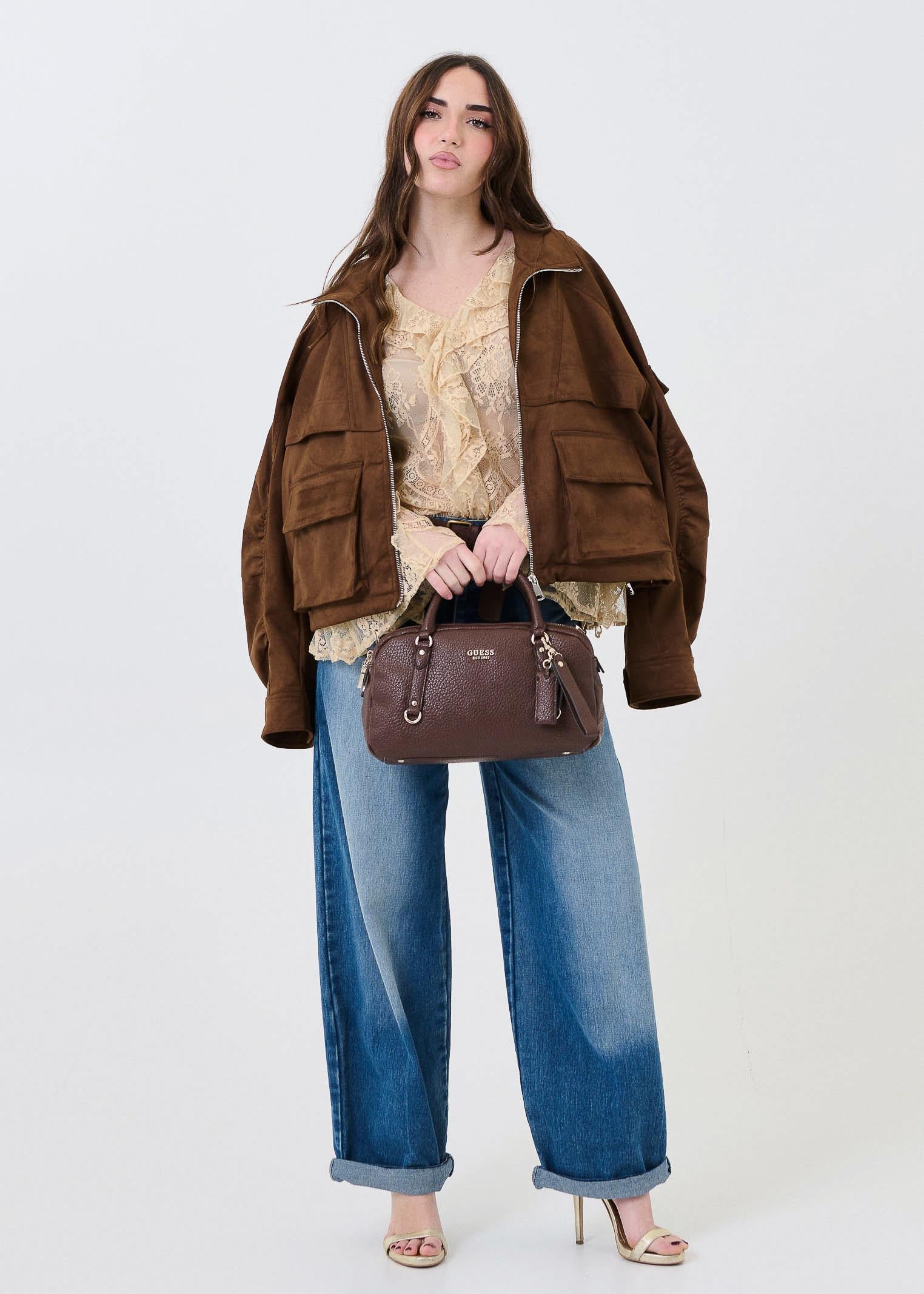 Blusa in pizzo Souvenir beige con volant - Image 5