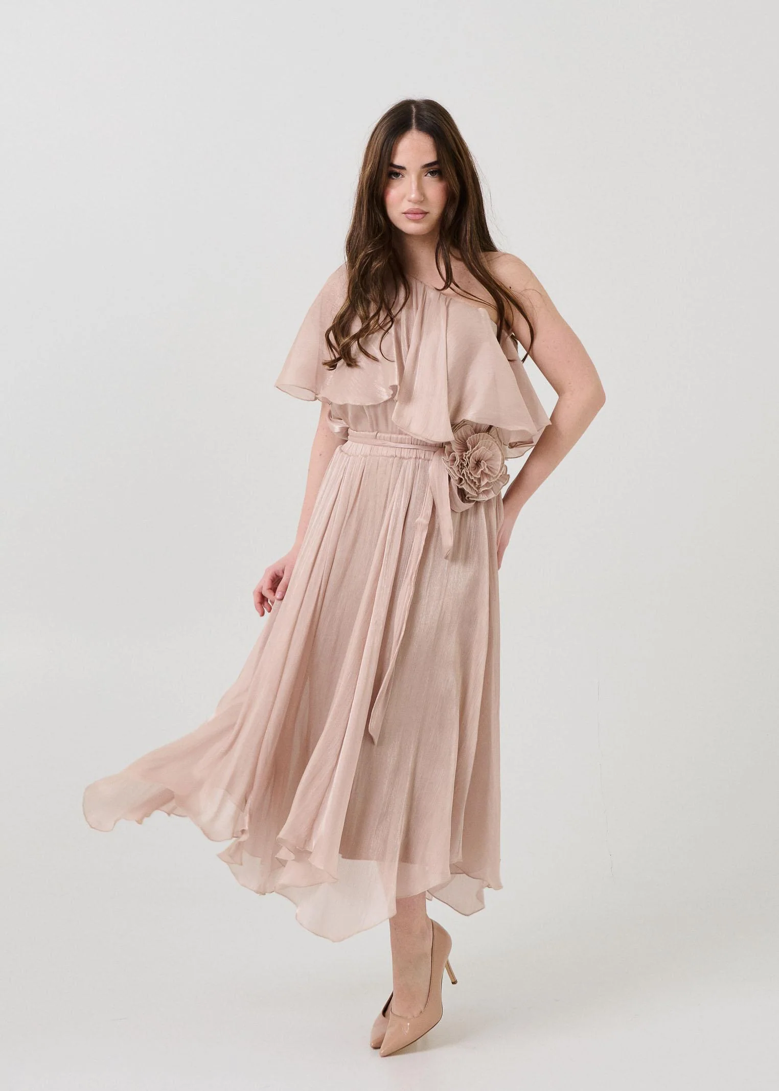 Blusa monospalla Dixie rosa satinato - Image 5