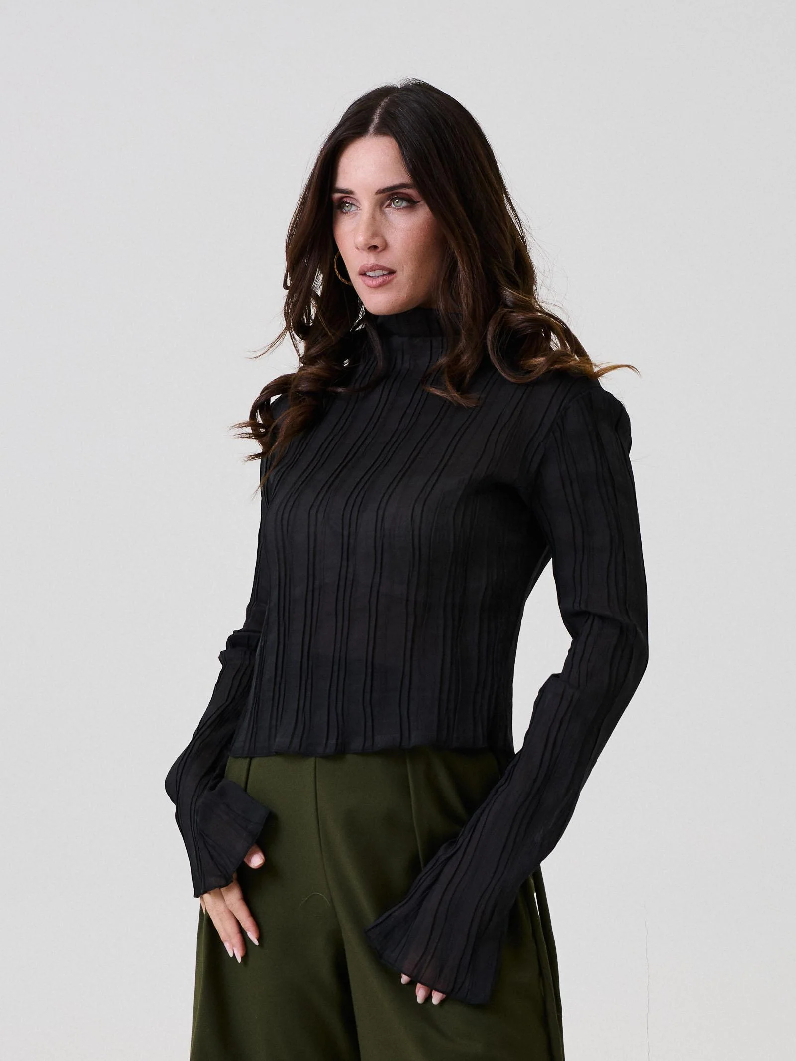 Blusa trasparente plissé Bohemian Vì nera - Image 2