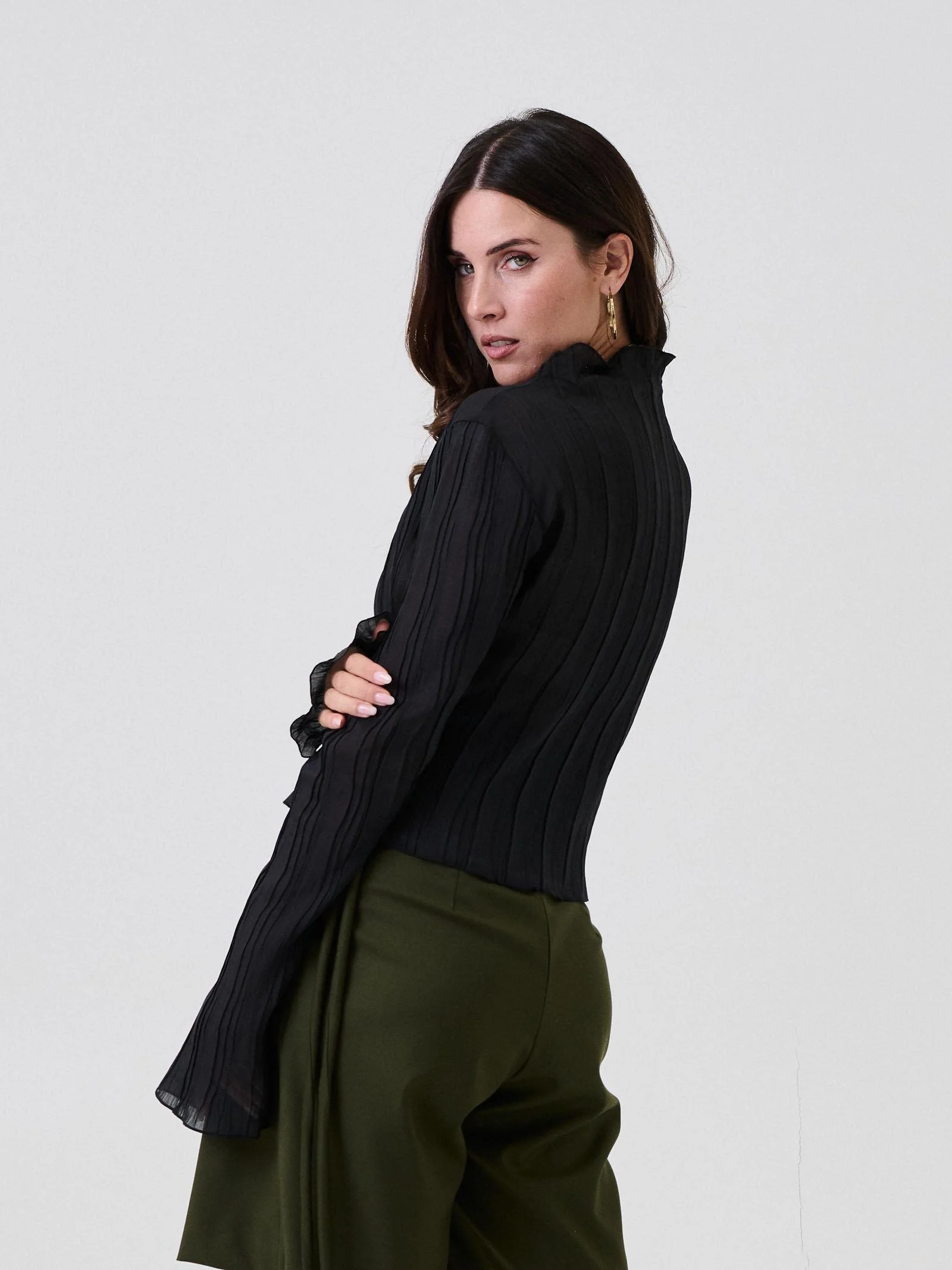 Blusa trasparente plissé Bohemian Vì nera - Image 3