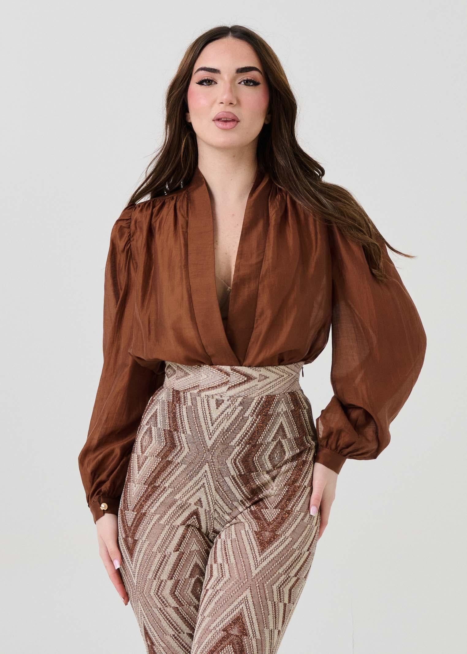 Body Bohemian Vì marrone con arricciature