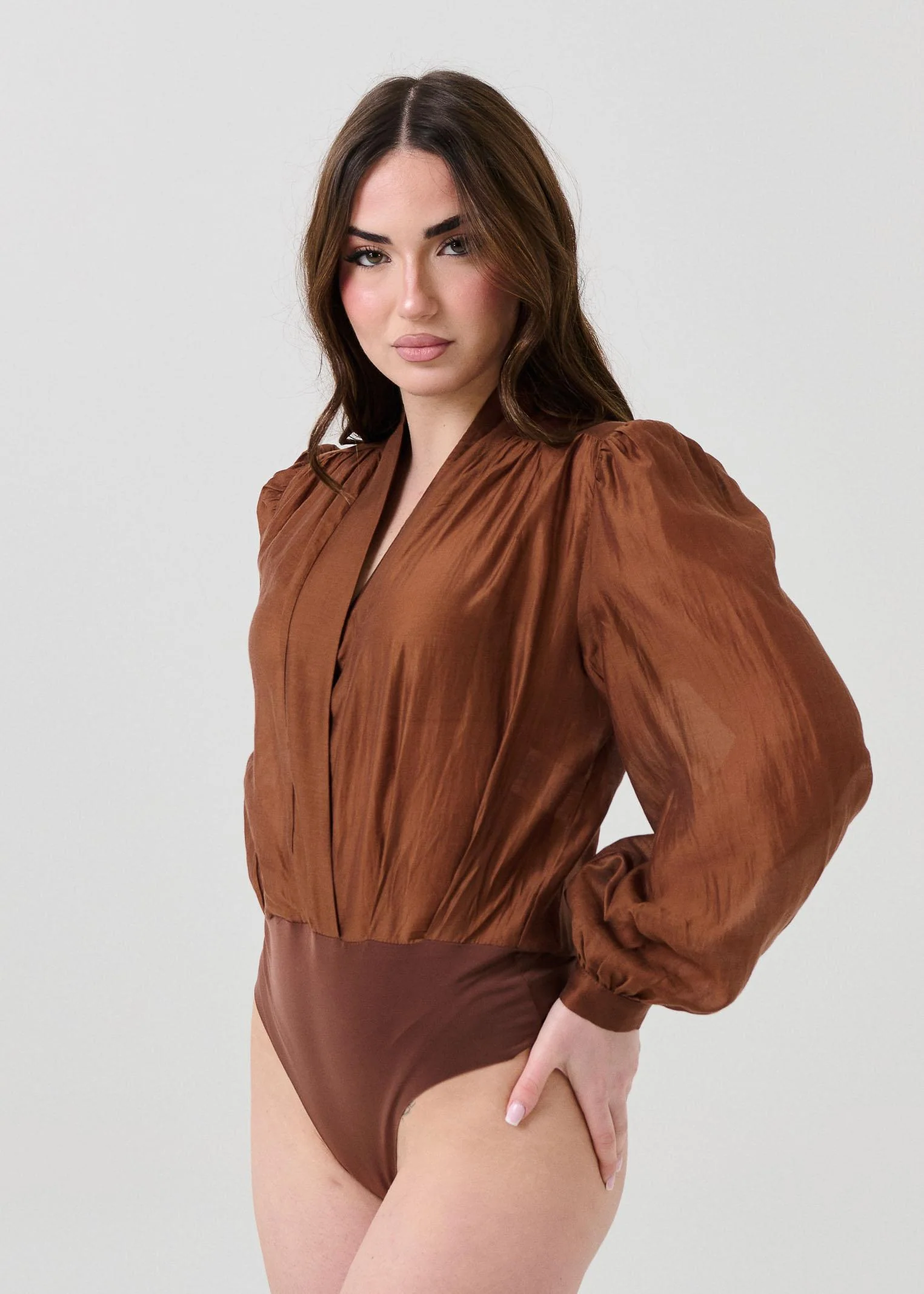 Body Bohemian Vì marrone con arricciature - Image 2