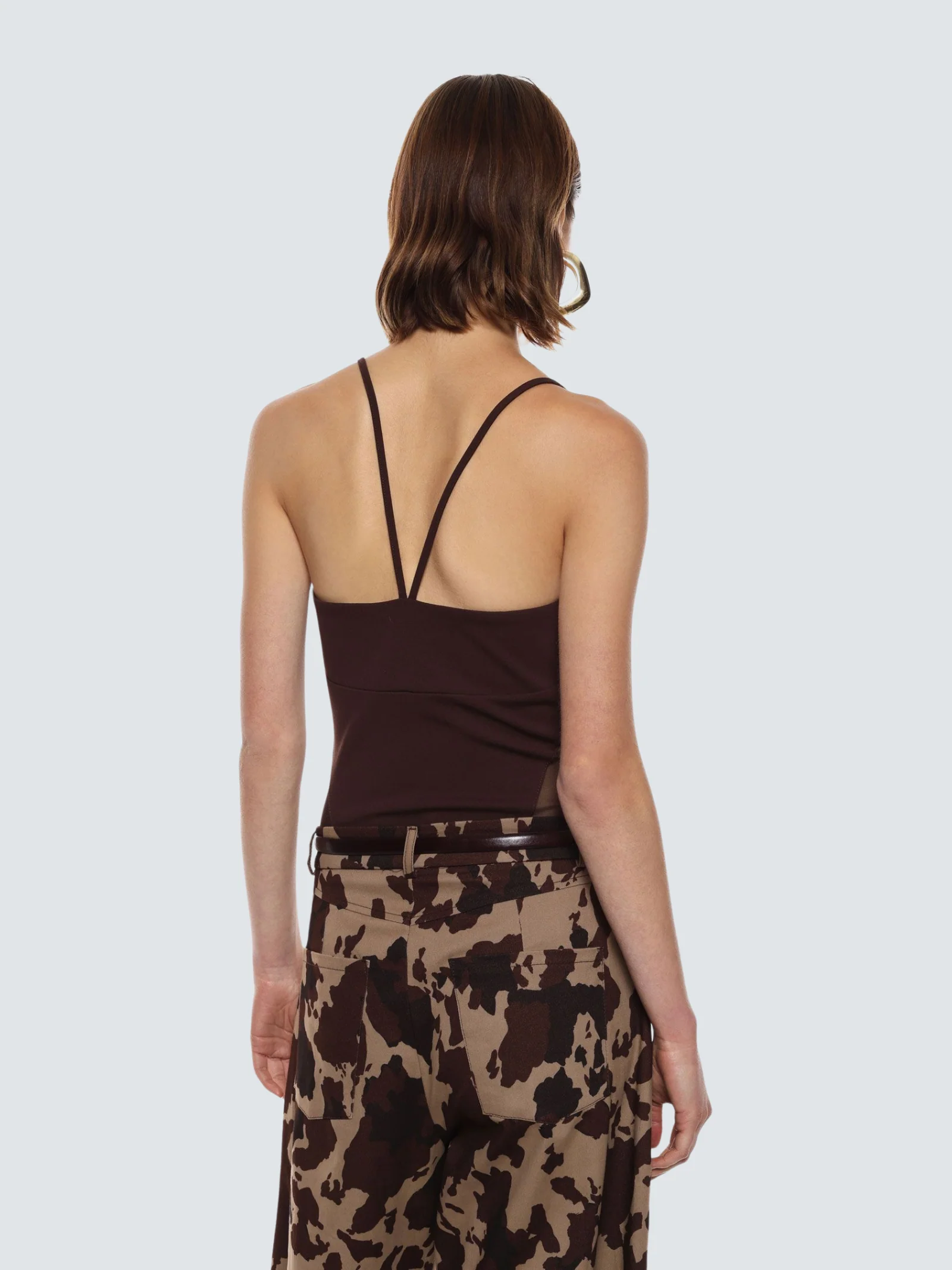Body con spalline Imperial moro con pannelli laterali in rete - Image 3