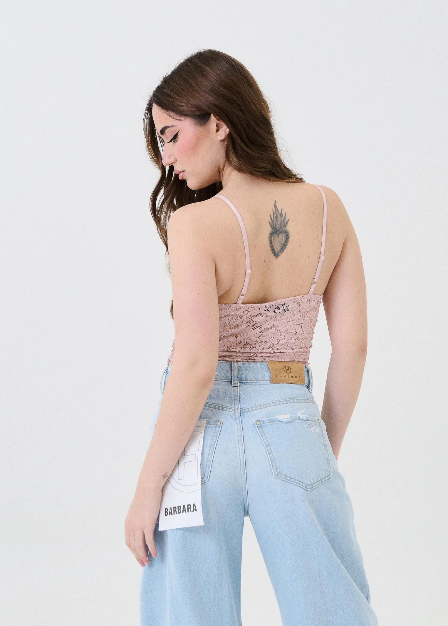 Body in pizzo Haveone rosa cipria - Image 4
