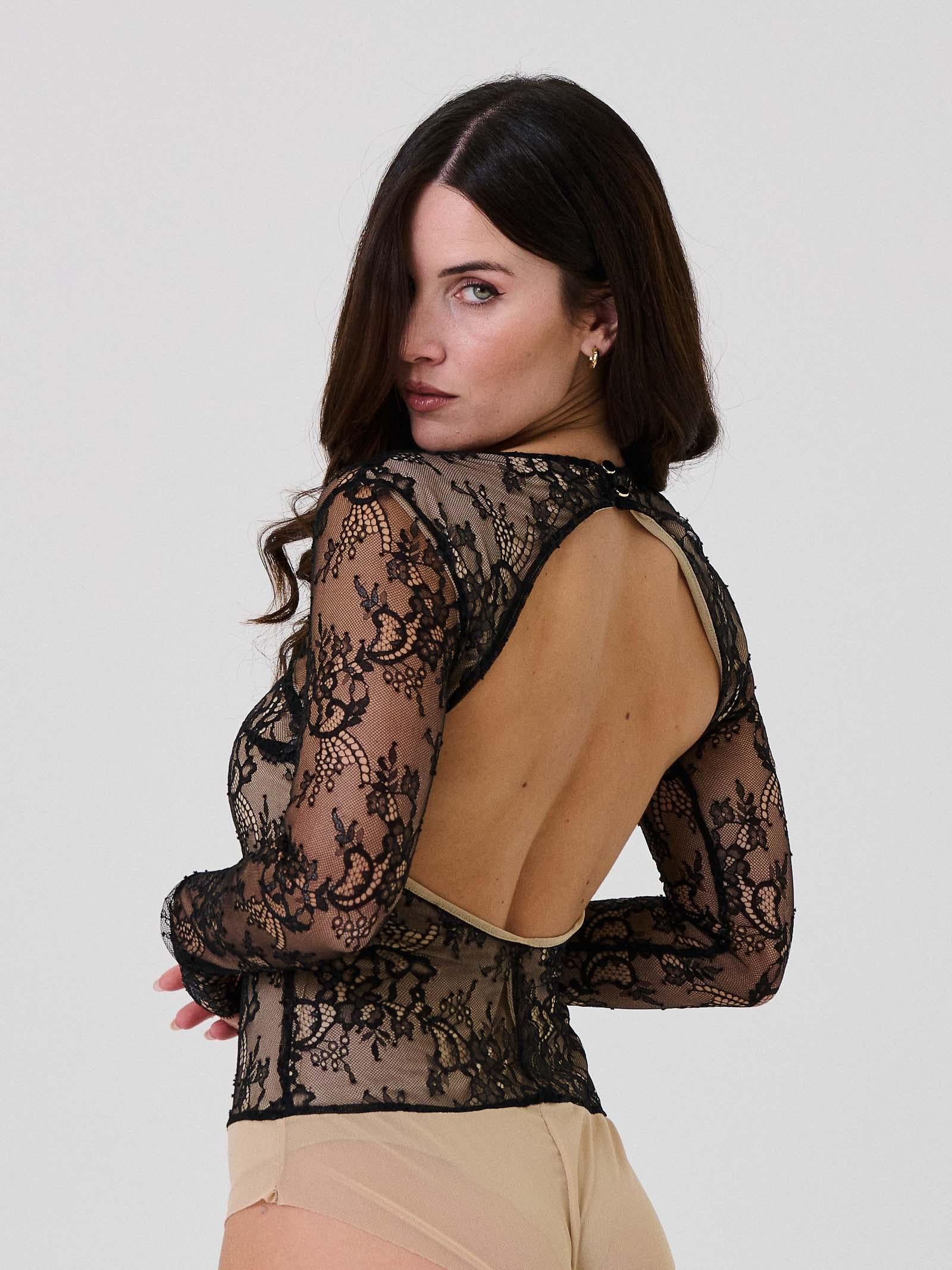 Body in pizzo Silence Limited nero con scollo posteriore - Image 3