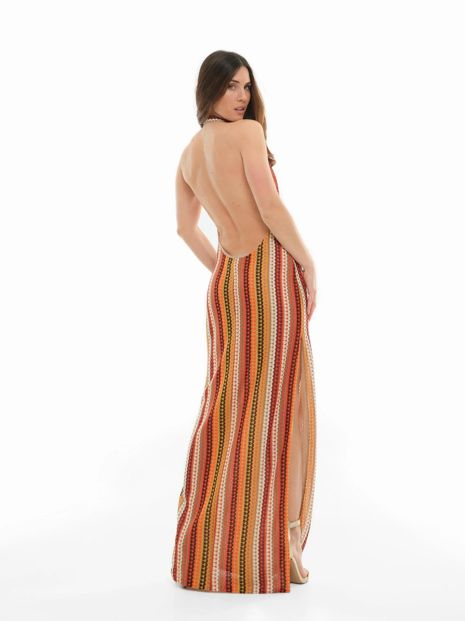 Abito Bohemian Vì multicolor traforato scollo profondo schiena - Image 3