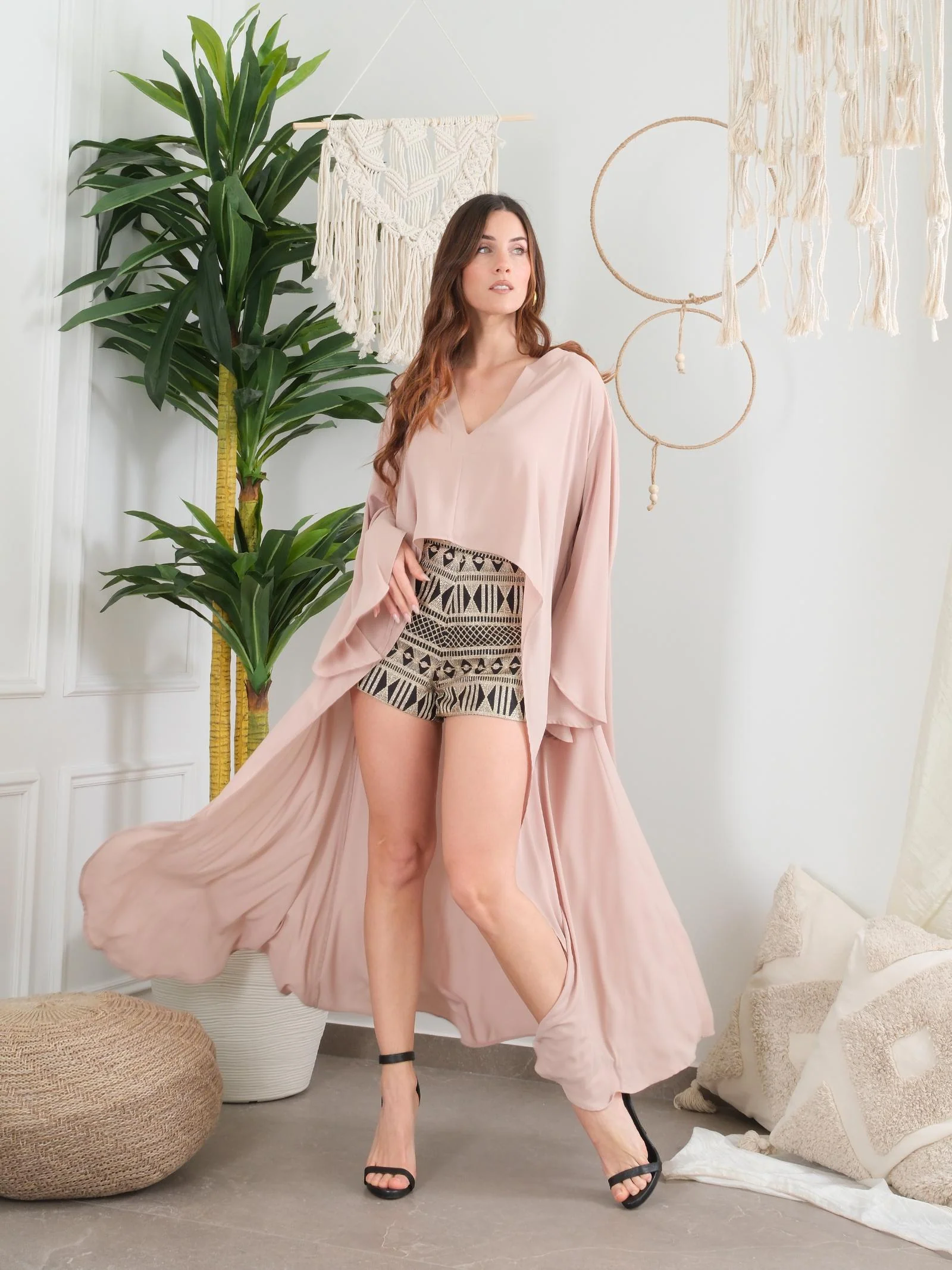 Blusa "asimmetric" Bohemian Vì beige - Image 4
