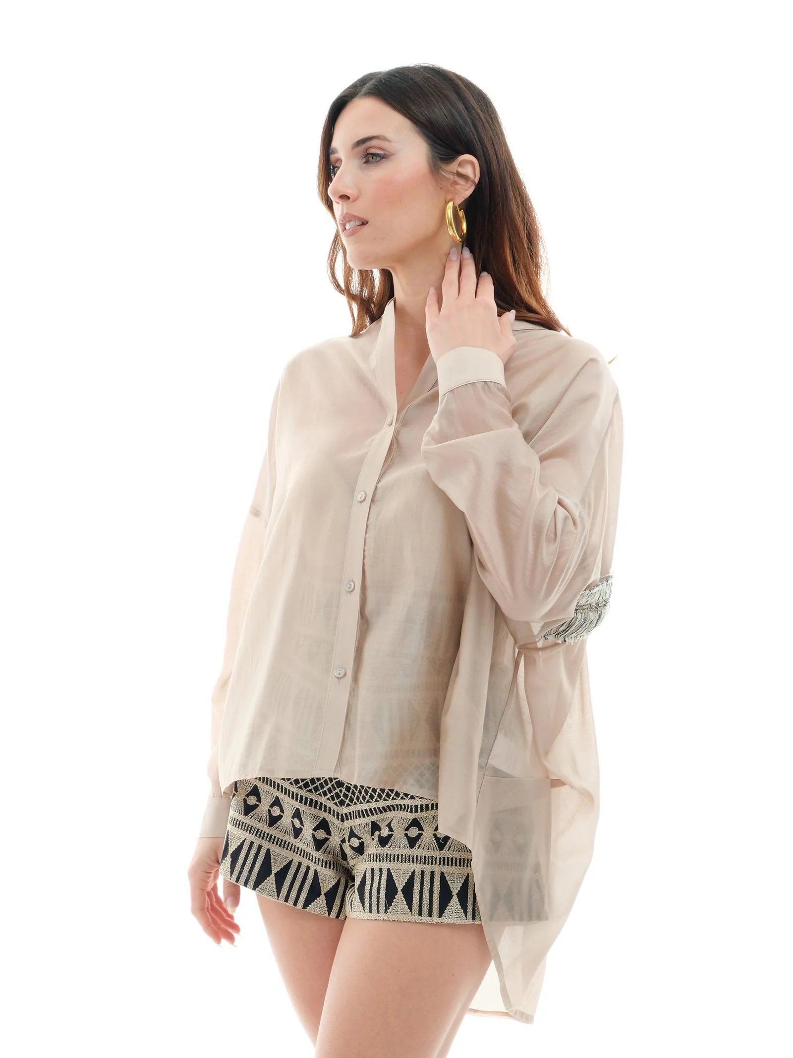 Camicia lunga Bohemian Vì sabbia con dettaglio frange - Image 2