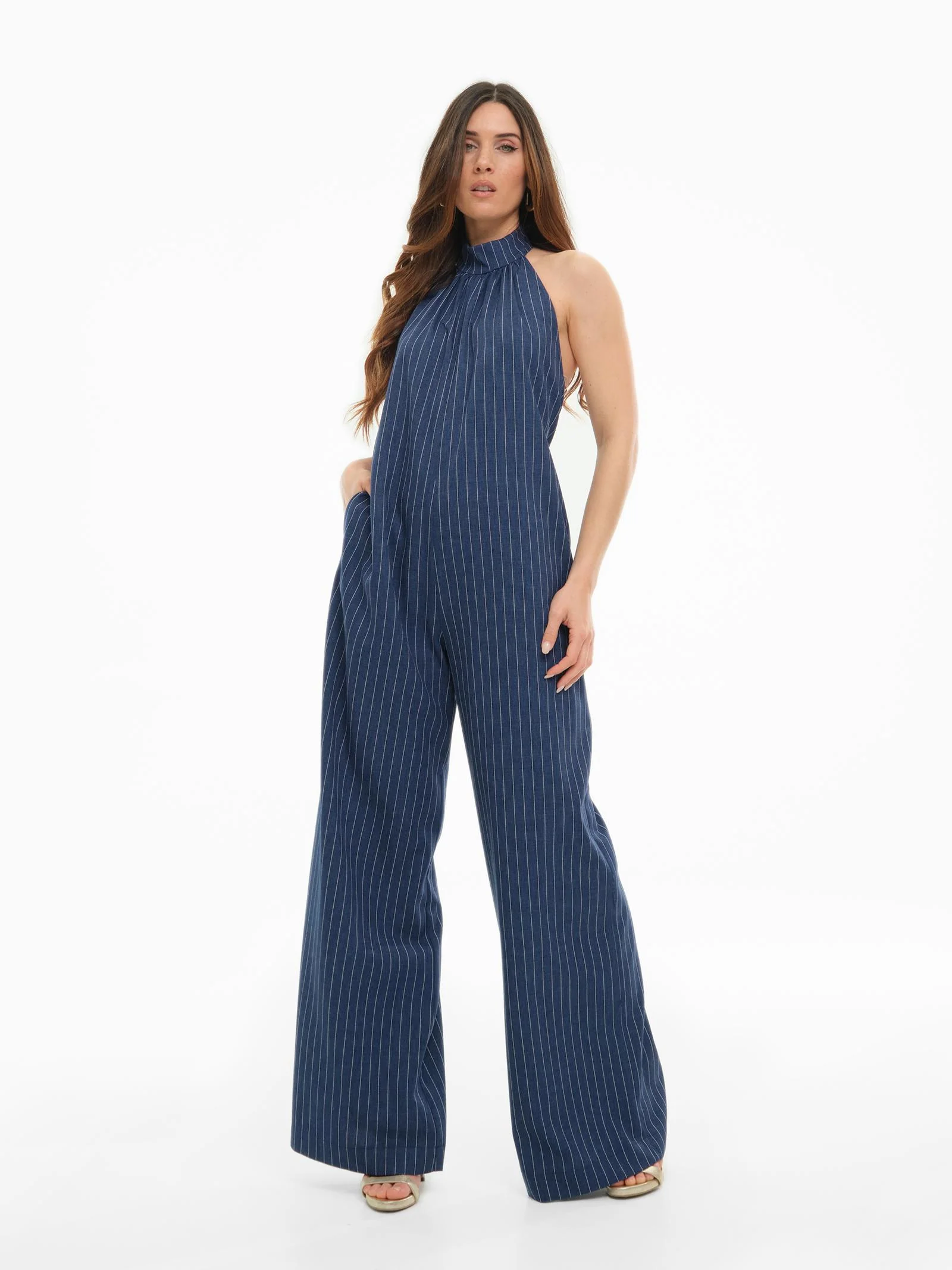 Jumpsuit Bohemian Vì blu gessato