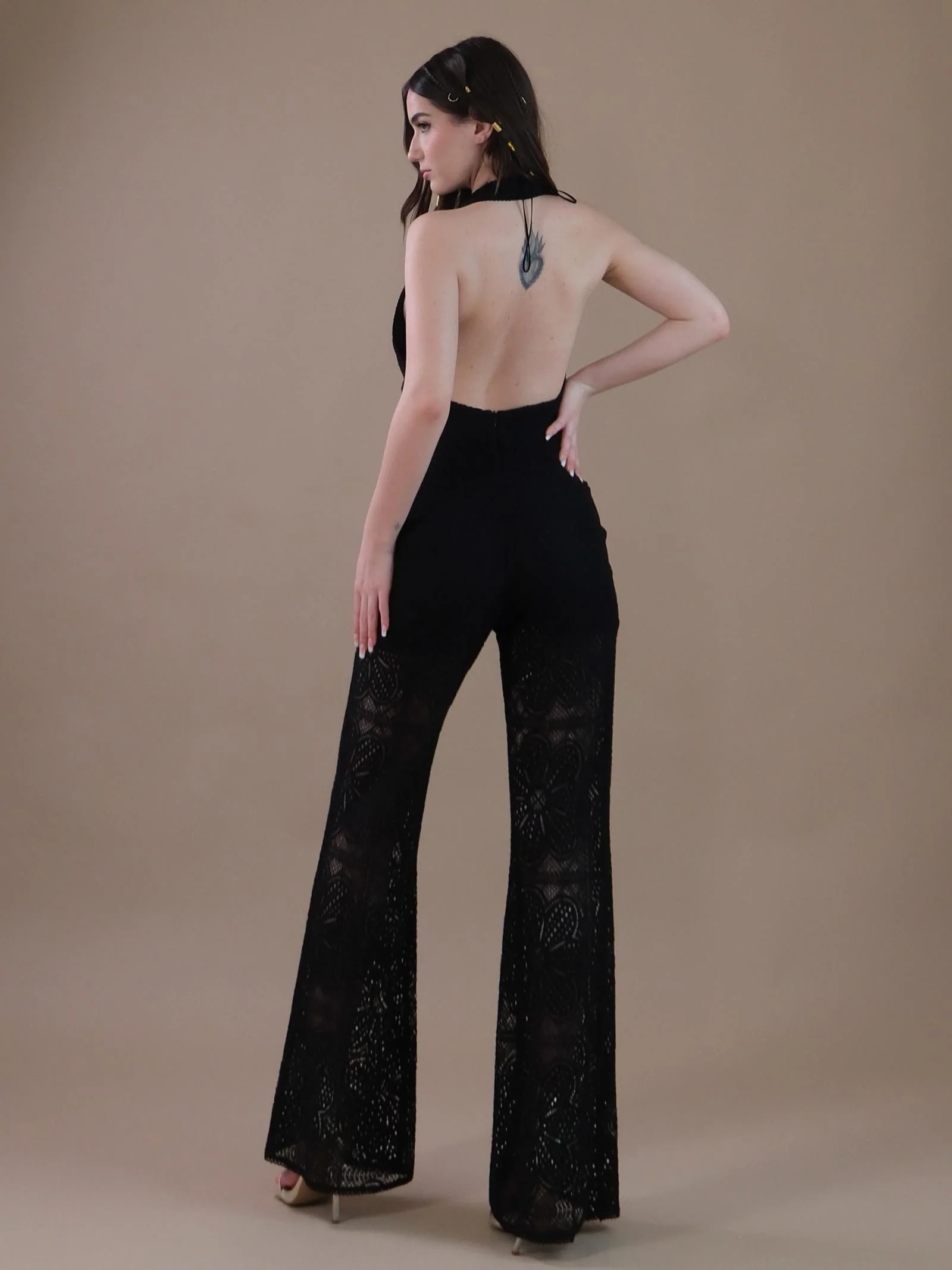 Jumpsuit traforata nera - Image 3