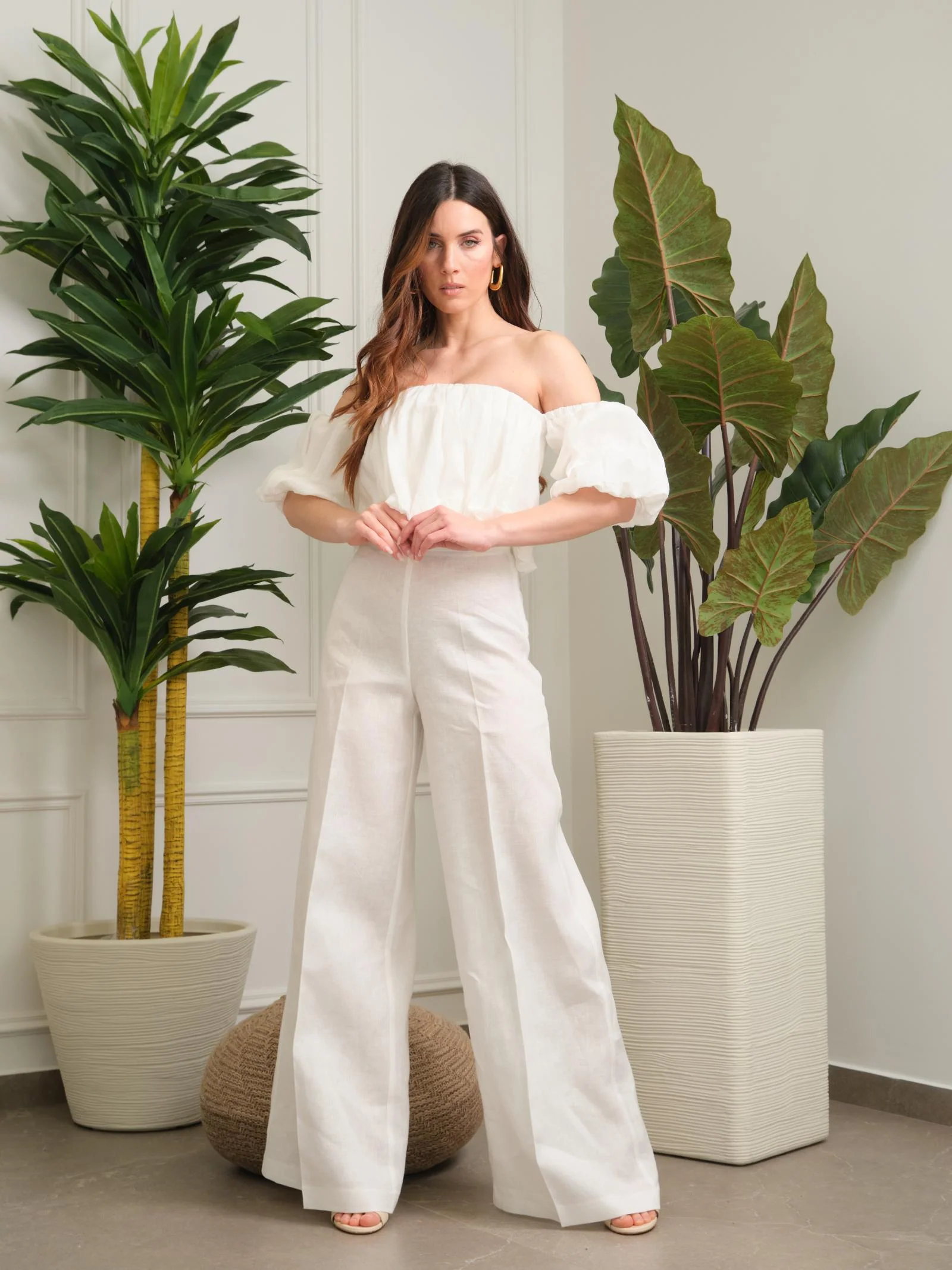 Pantalone a gamba larga Bohemian Vì bianco - Image 4