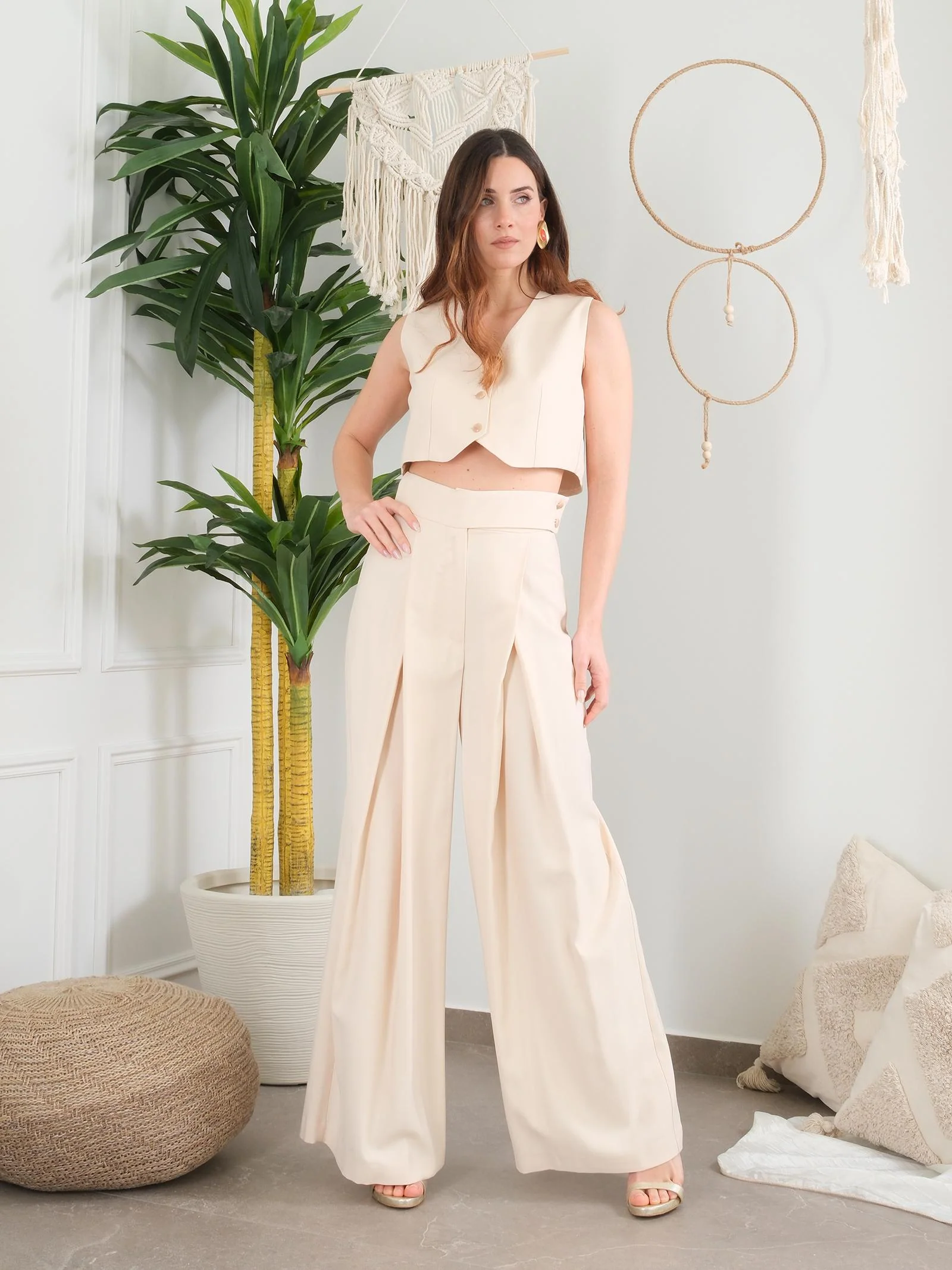 Pantalone a palazzo Bohemian Vì avorio - Image 4