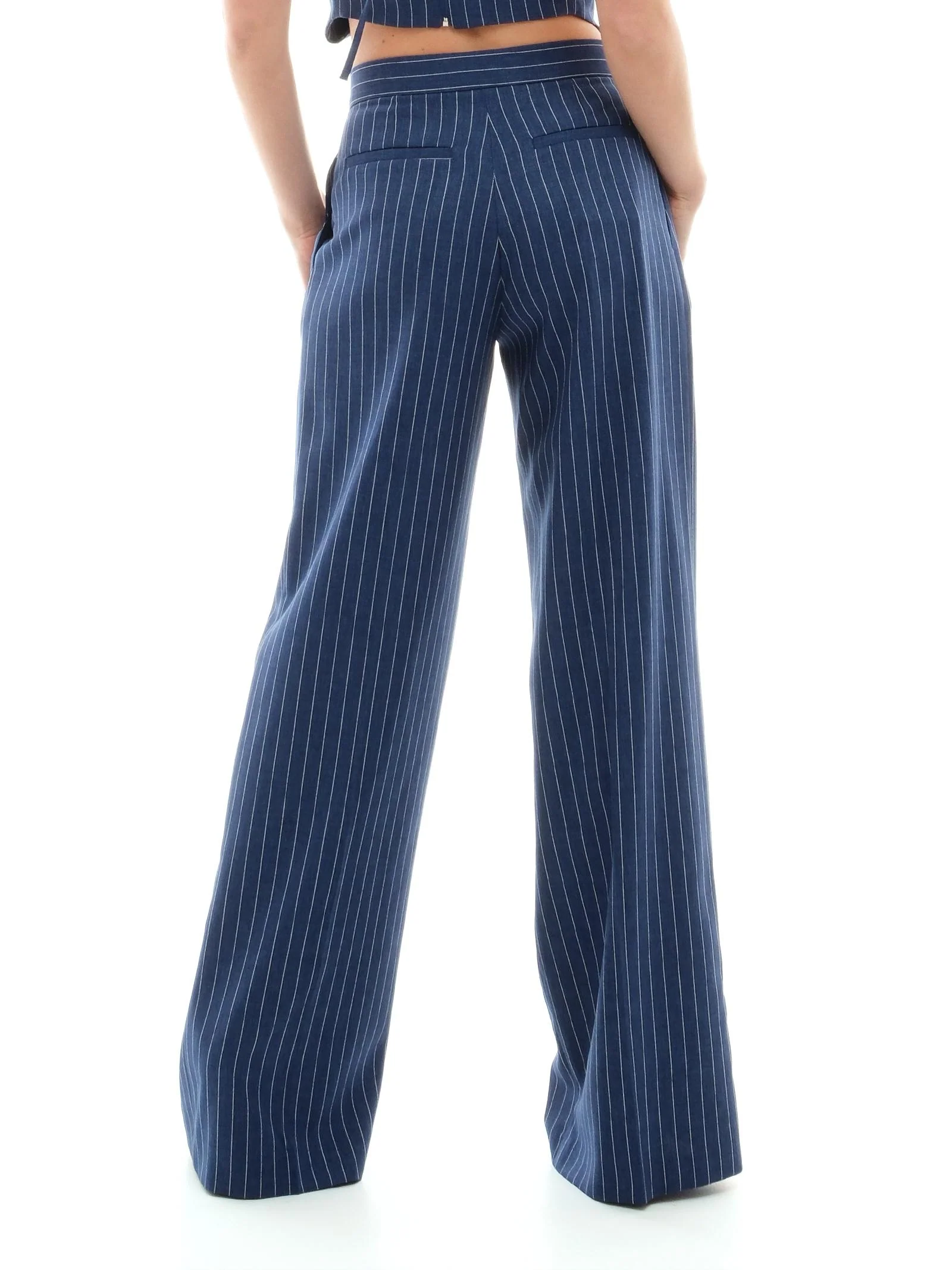 Pantalone a palazzo Bohemian Vì blu con pinces - Image 3