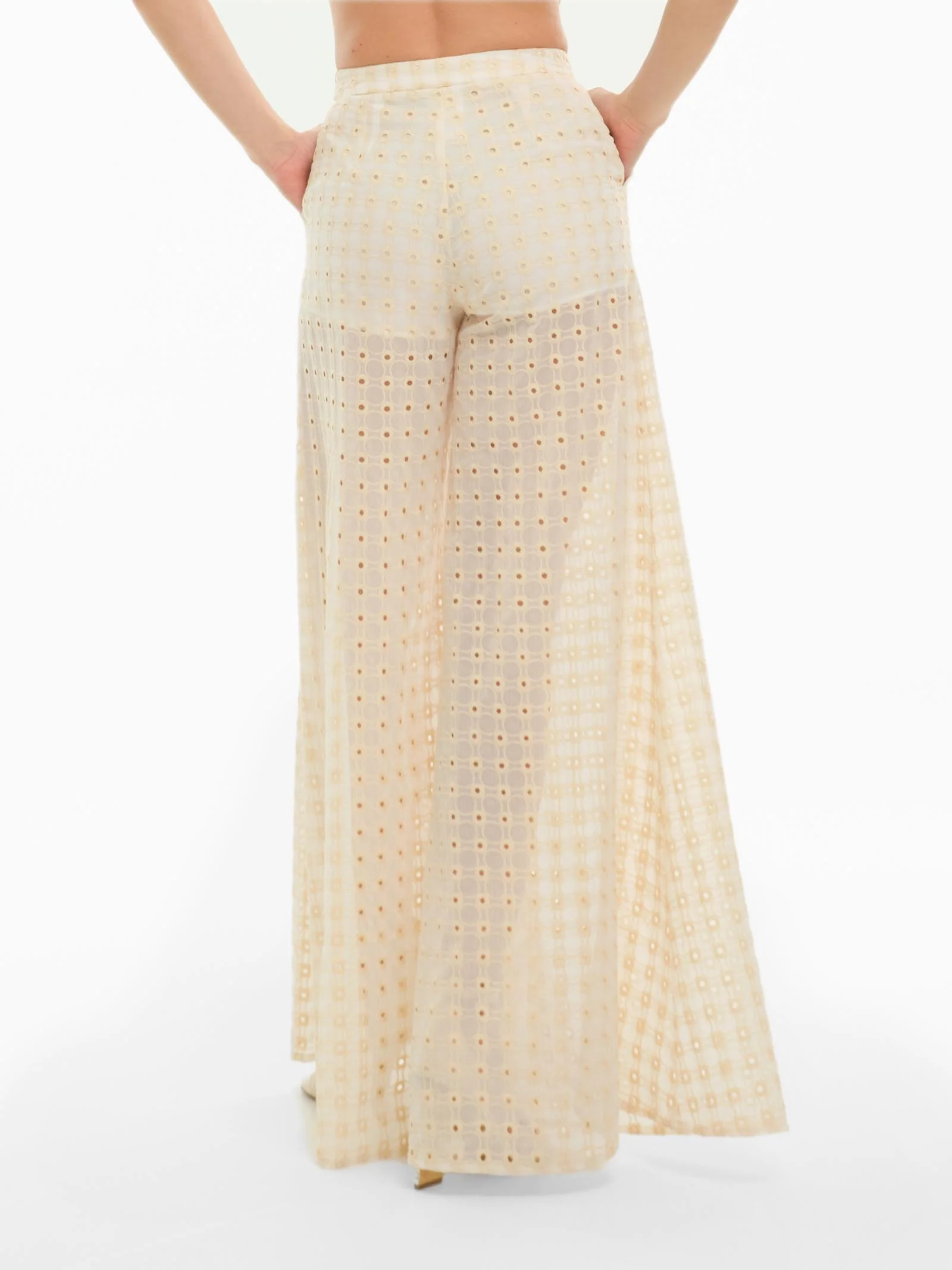 Pantalone Bohemian Vì bianco con dettagli traforati - Image 3