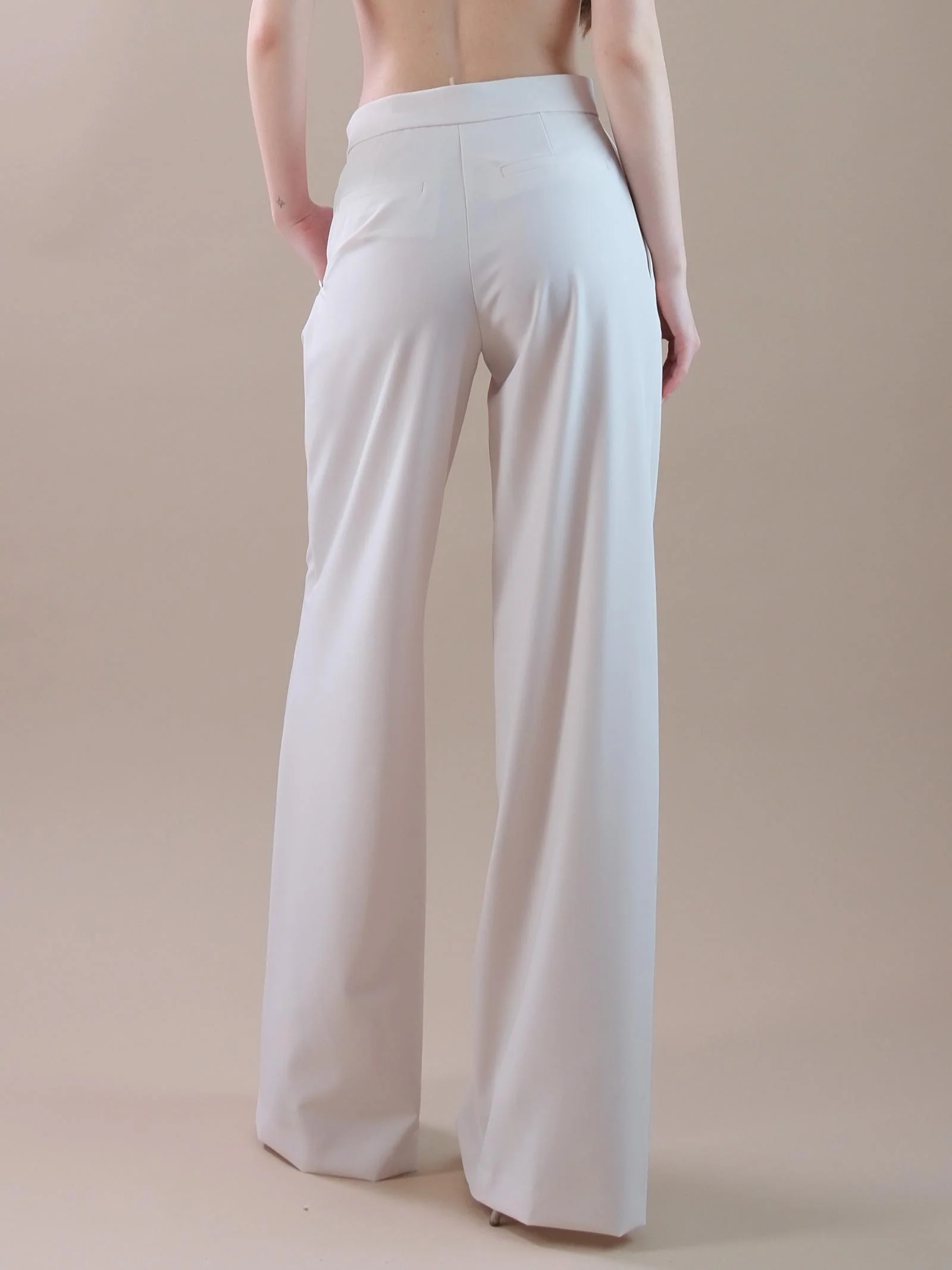 Pantaloni modello palazzo panna - Image 3