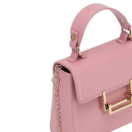 Borsa a mano Abel & Lula rosa con catena dorata - Image 3