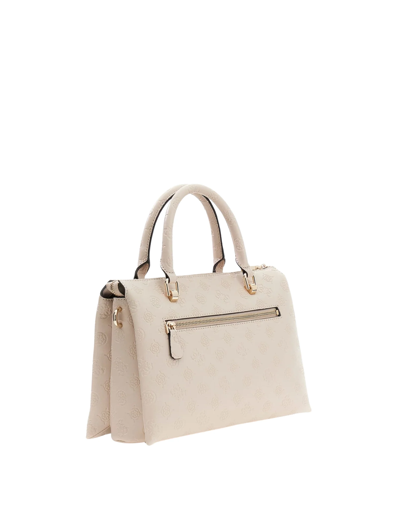 Borsa a mano Guess beige con logo all over impresso e charm pendenti - Image 2