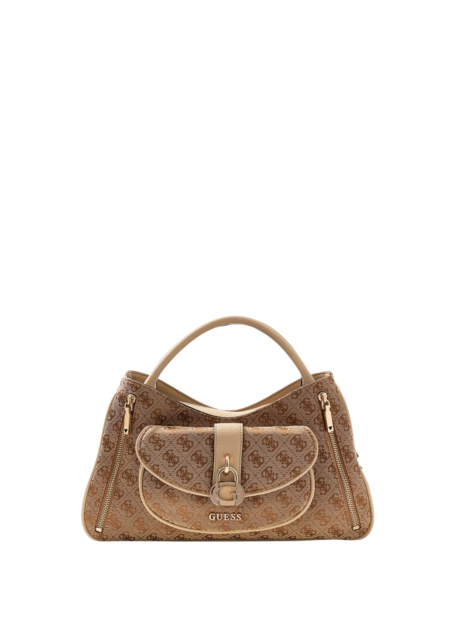 Borsa a mano Guess marrone con scomparto con patta frontale