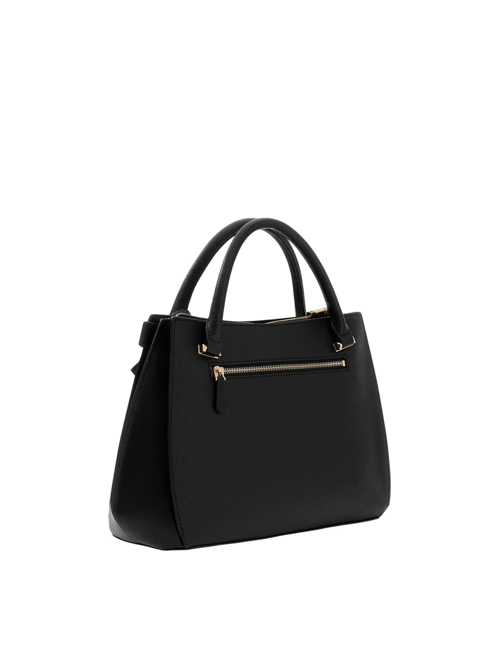Borsa a mano Guess nera con logo triangolare e charm - Image 2