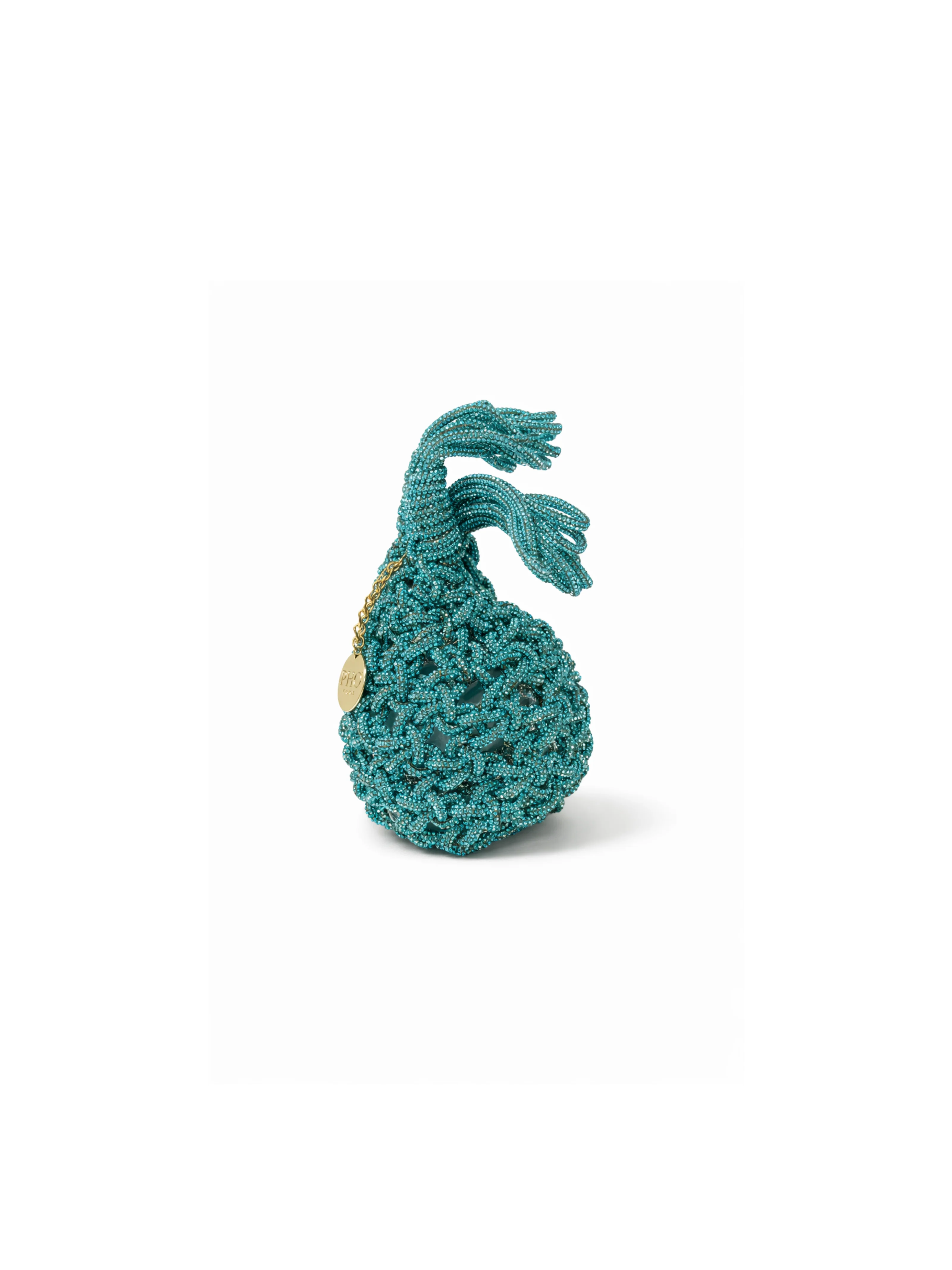 Borsa a mano intrecciata Pho Firenze azzurro turchese in lurex - Image 2