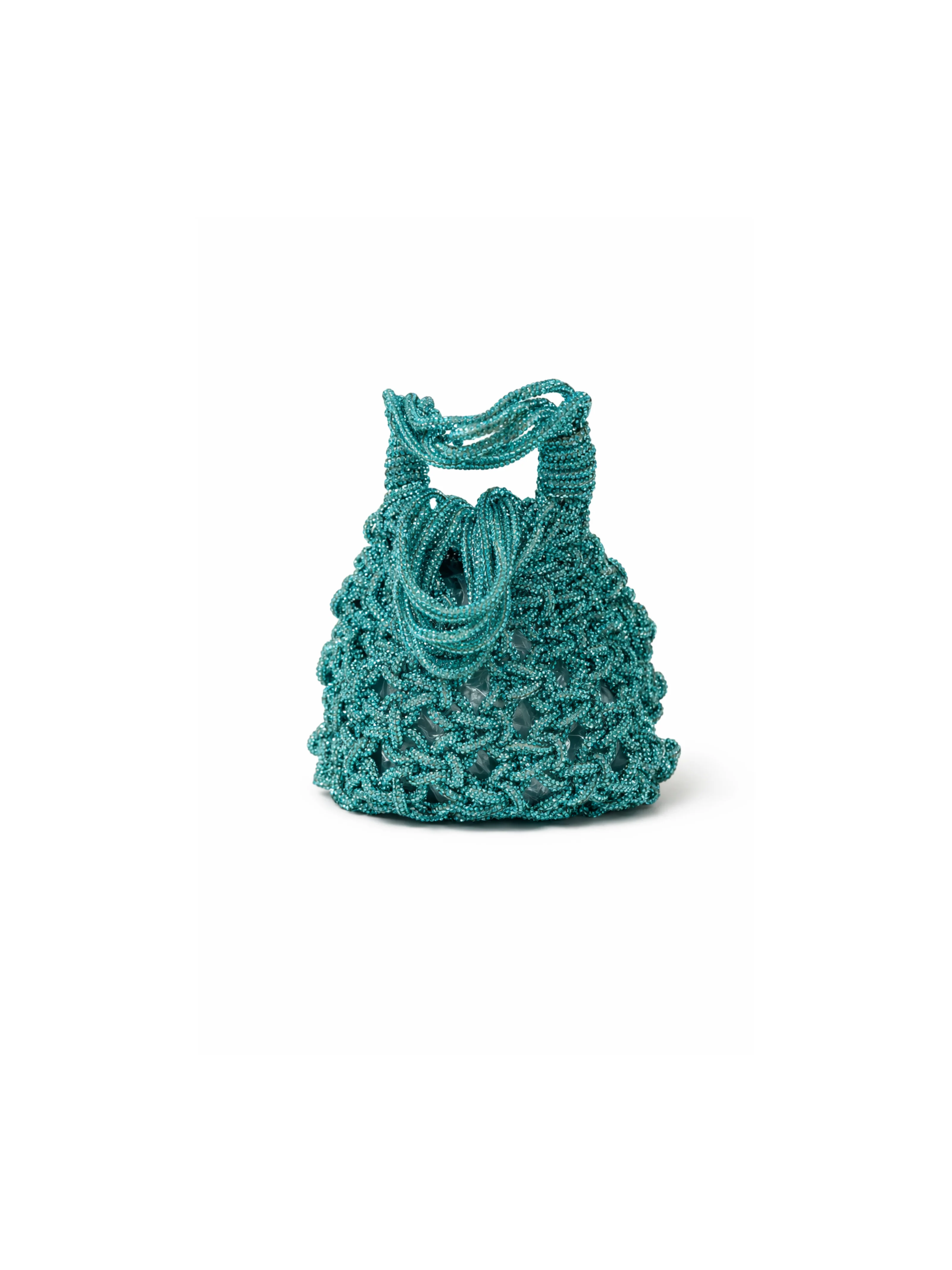 Borsa a mano intrecciata Pho Firenze azzurro turchese in lurex - Image 3