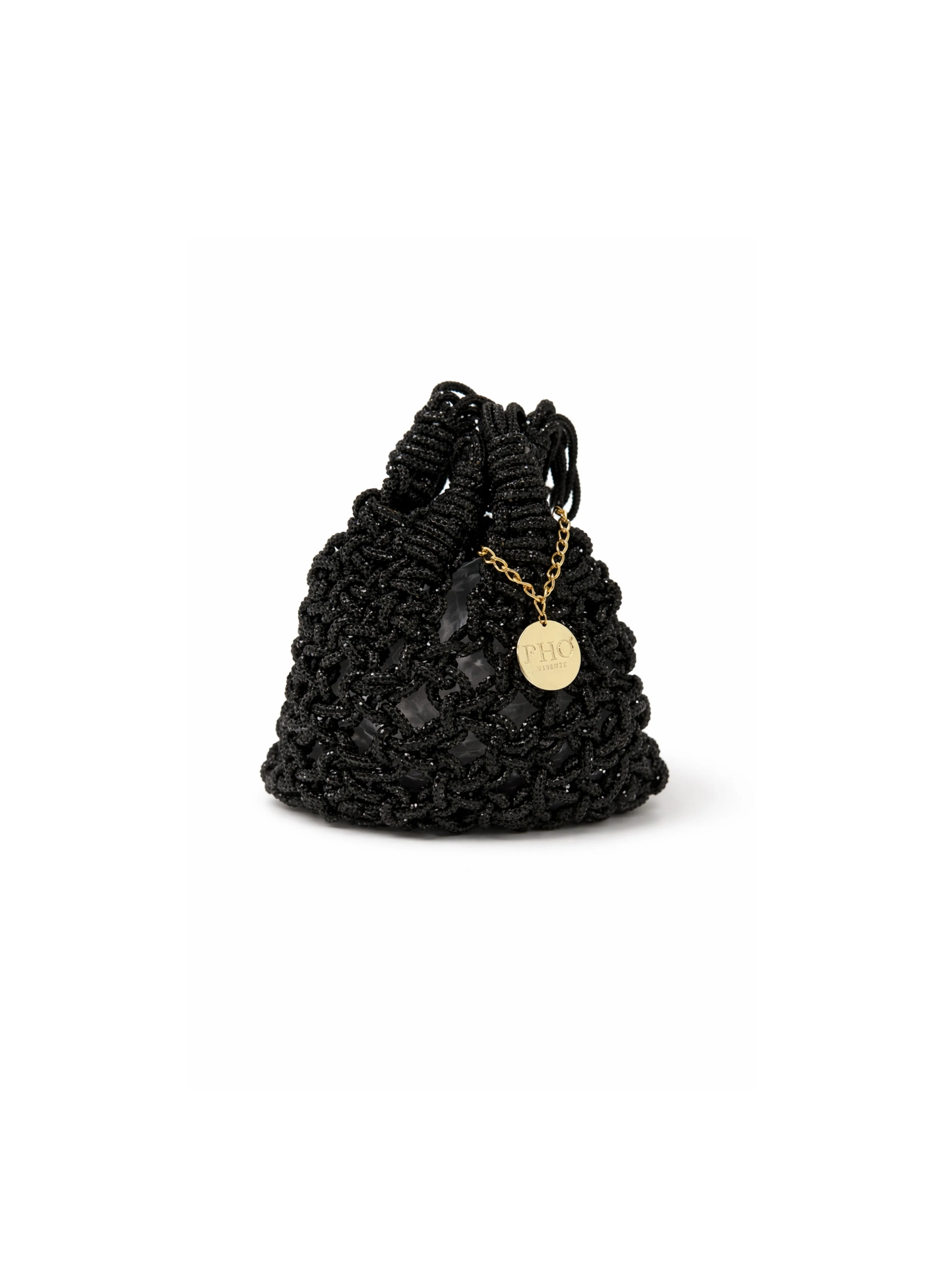 Borsa a mano intrecciata Pho Firenze nero in lurex
