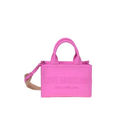 Borsa a mano Love Moschino fucsia con logo in rilievo tono su tono