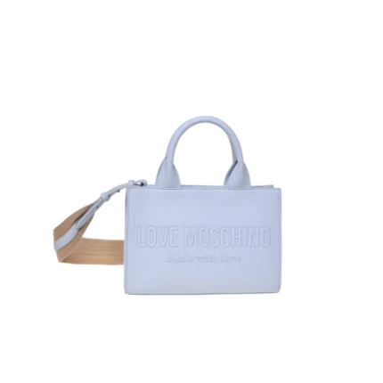 Borsa a mano Love Moschino lilla con logo in rilievo tono su tono