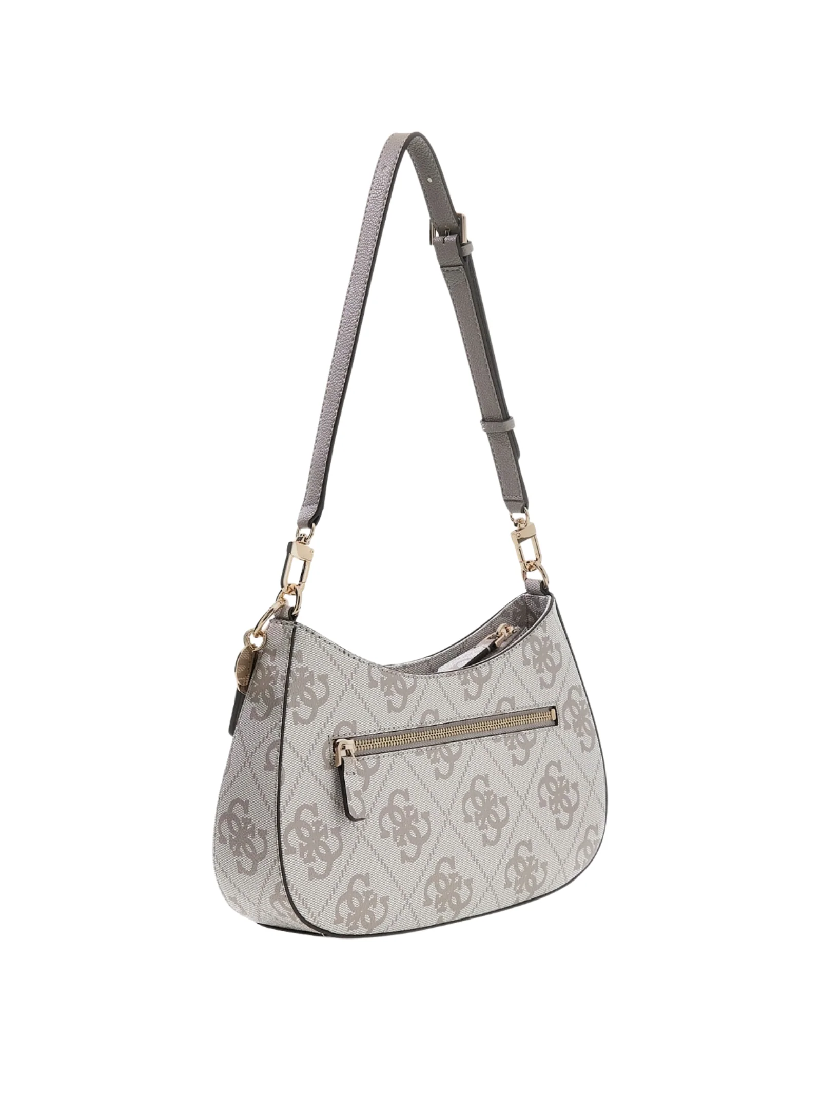 Borsa a spalla Guess beige con logo 4G all over e charm - Image 2