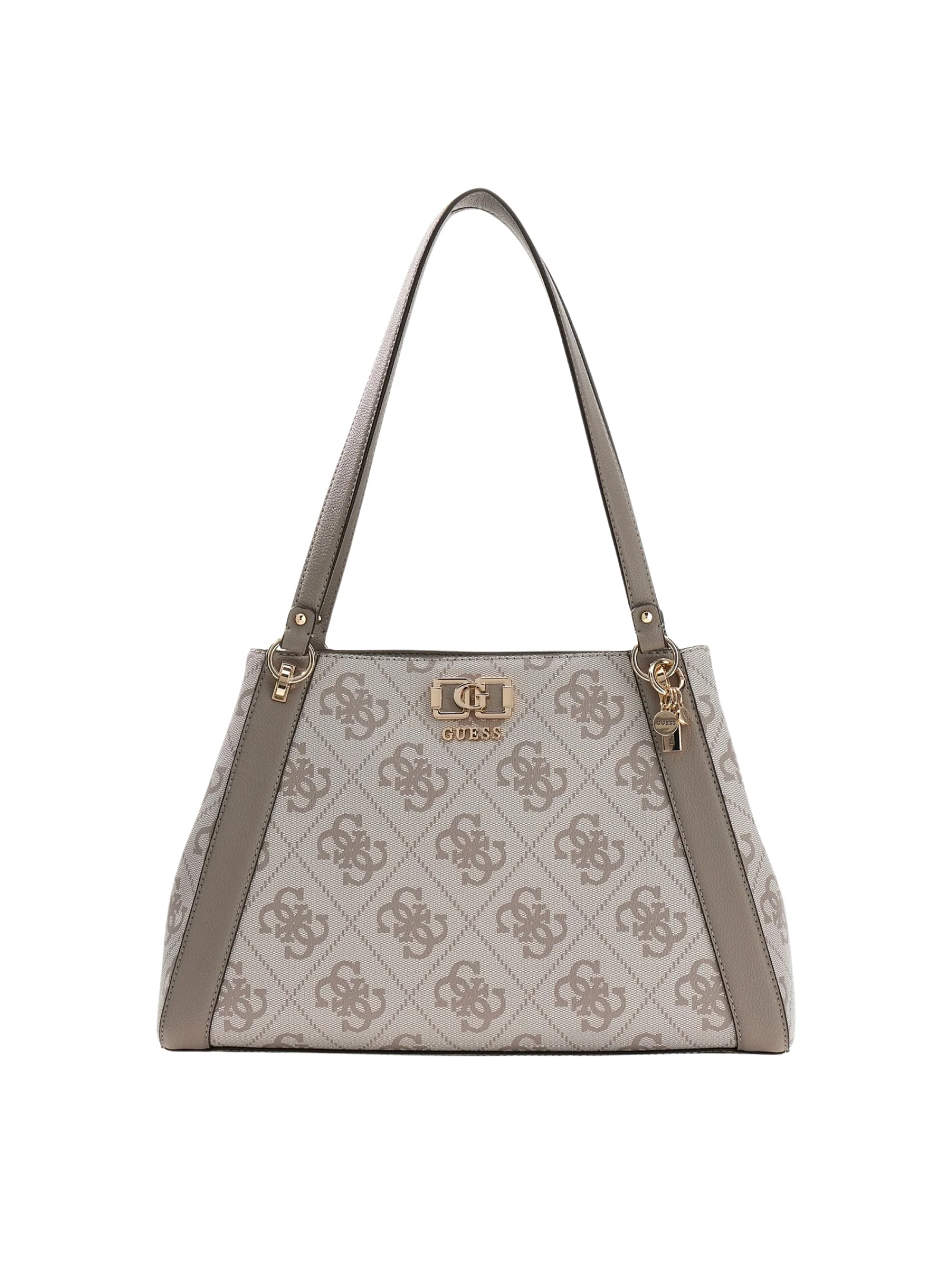 Borsa a spalla Guess beige con stampa 4G all over