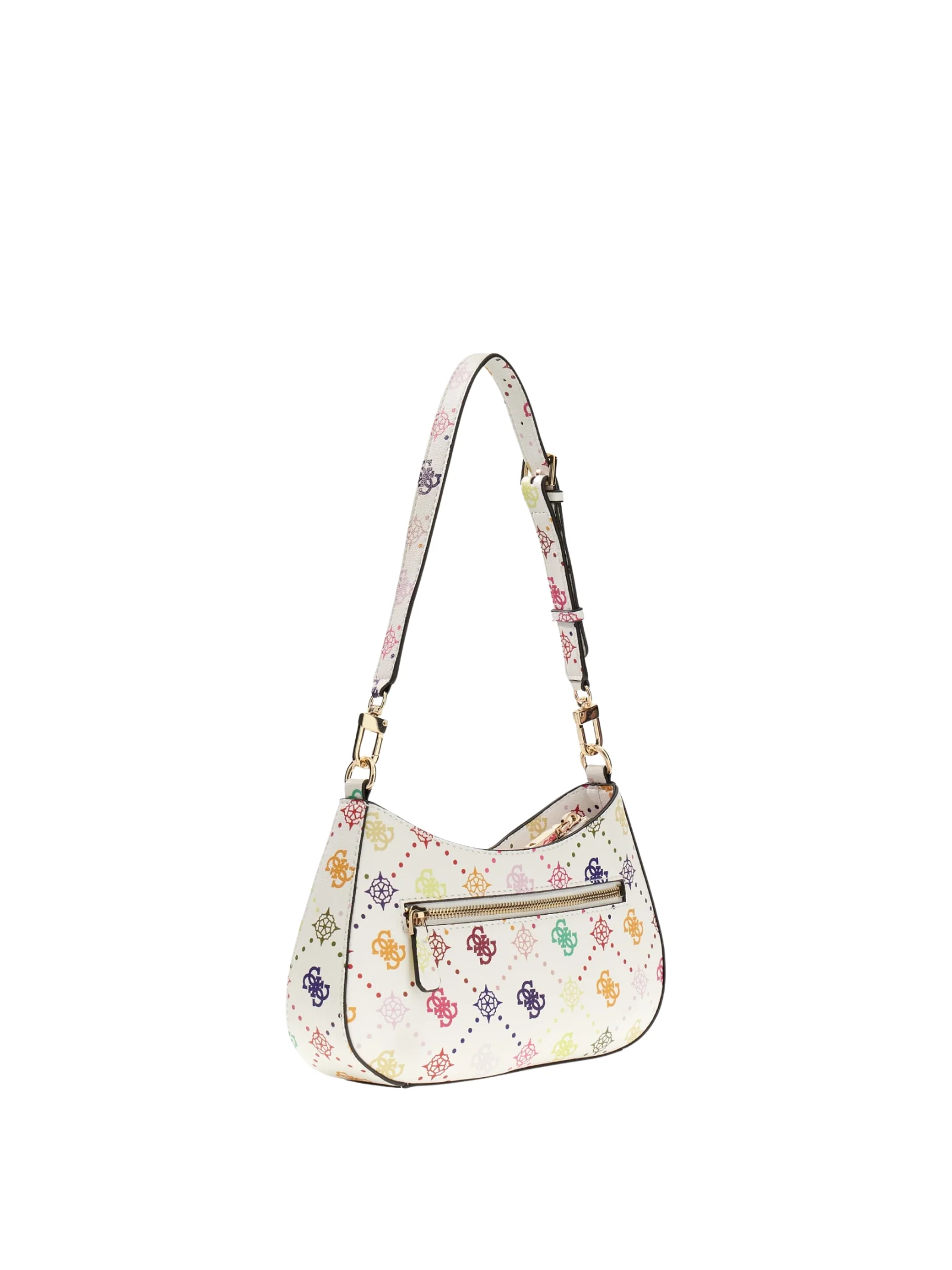Borsa a spalla Guess bianca con logo multicolor - Image 2