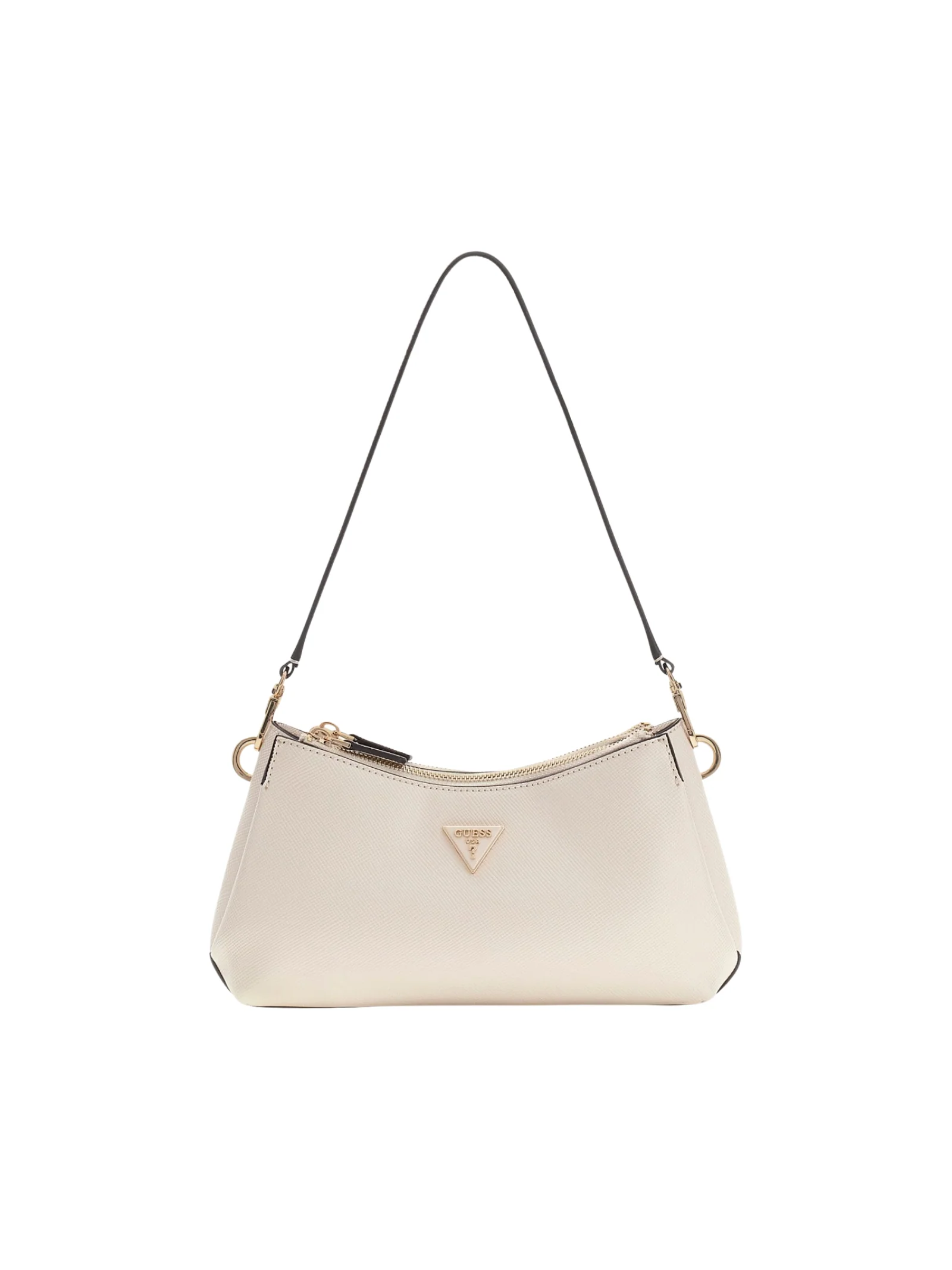 Borsa a spalla Guess bianca con logo triangolare