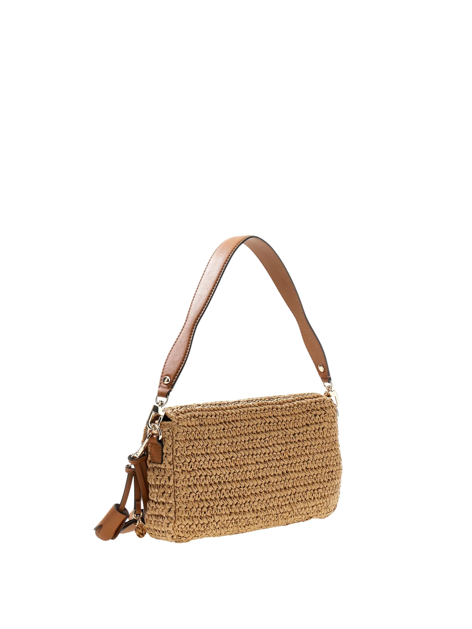 Borsa a spalla Guess in rafia con charm in ecopelle - Image 2