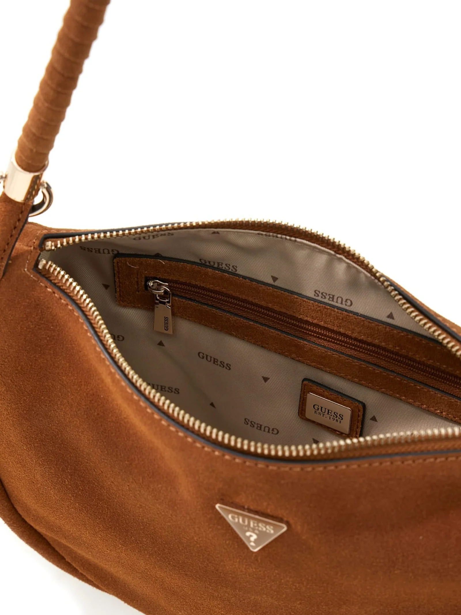 Borsa a spalla Guess in suede marrone - Image 3