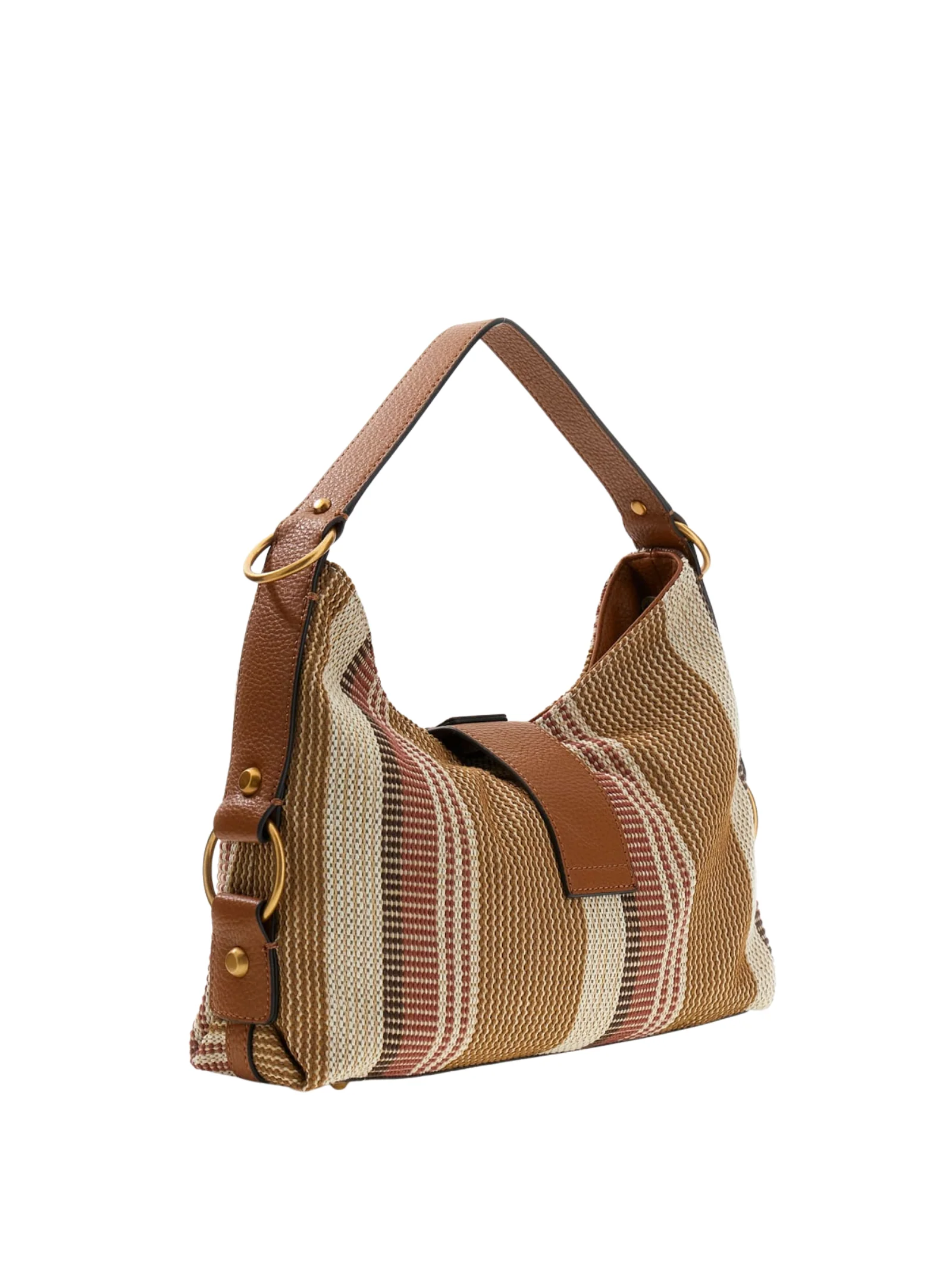 Borsa a spalla Guess marrone a righe - Image 2