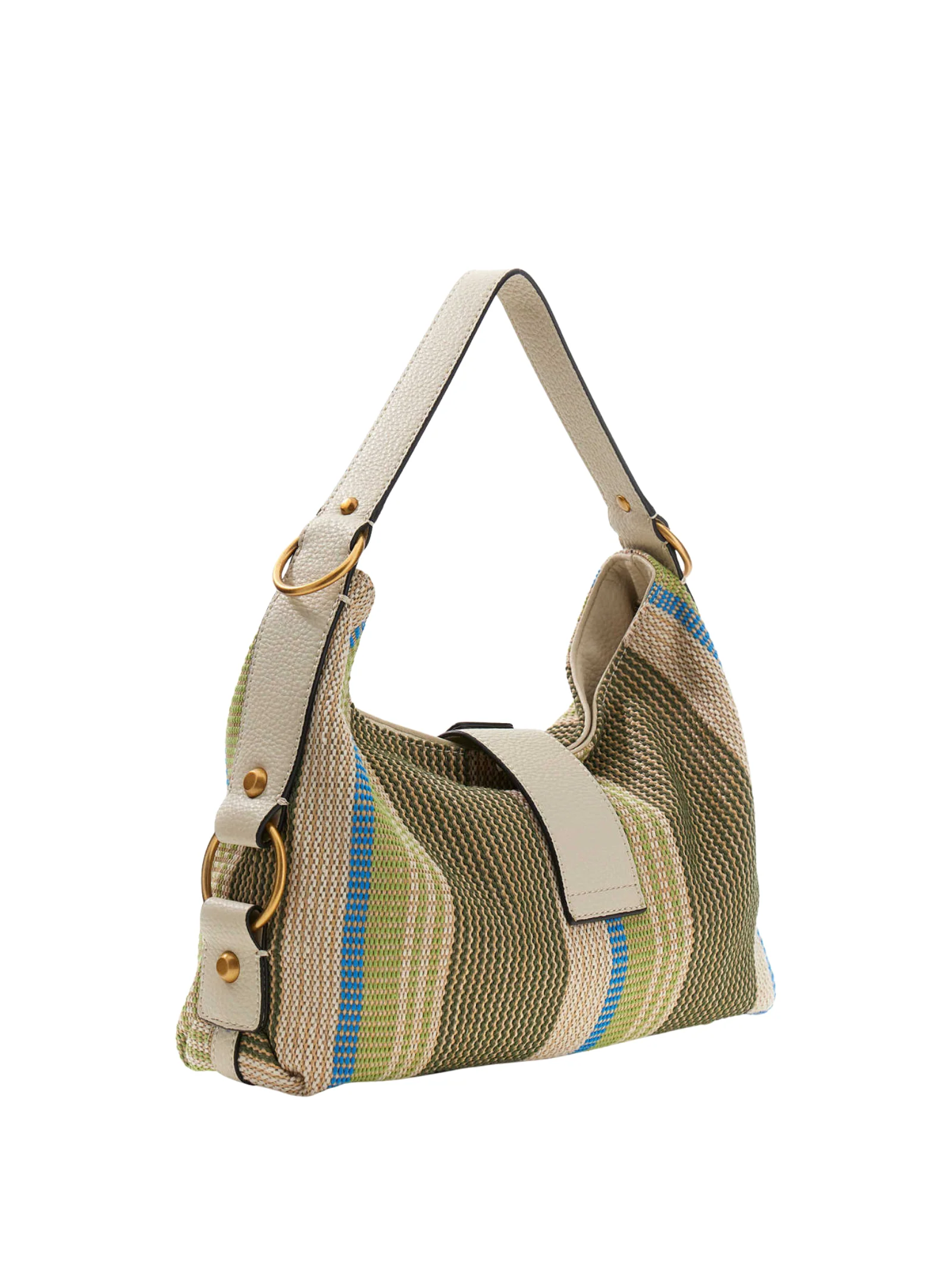 Borsa a spalla Guess verde a righe - Image 2