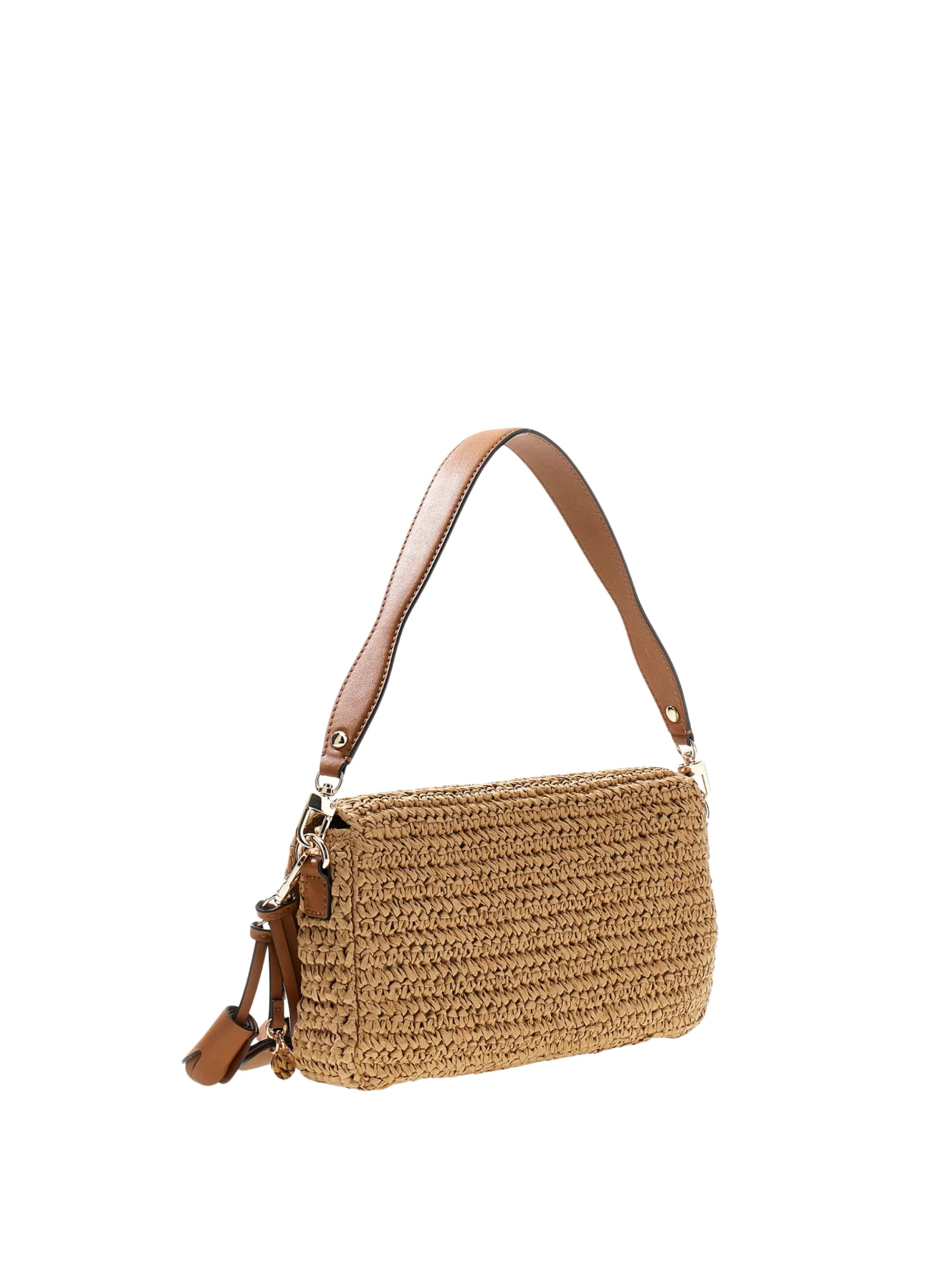 Borsa a spalla in rafia Guess marrone - Image 2