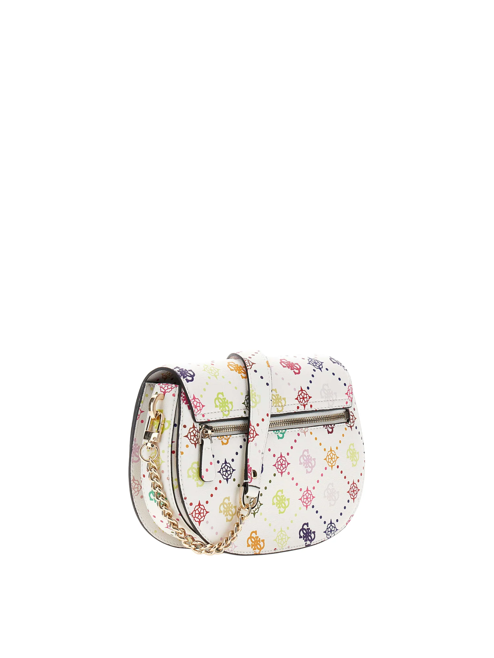 Borsa a tracolla con patta Guess bianca con logo monogram multicolor - Image 2