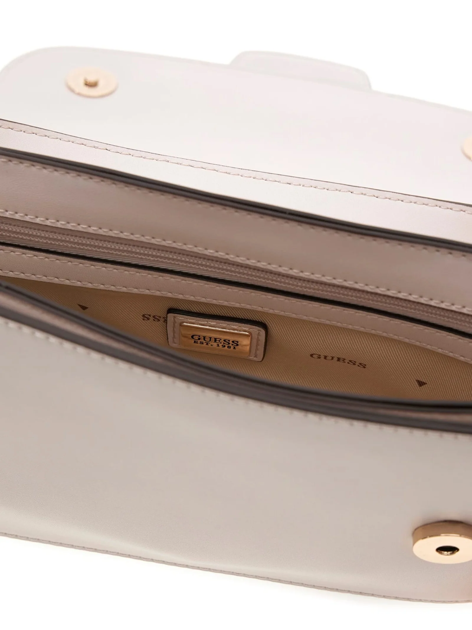 Borsa a tracolla Guess beige con dettaglio metallico frontale - Image 3
