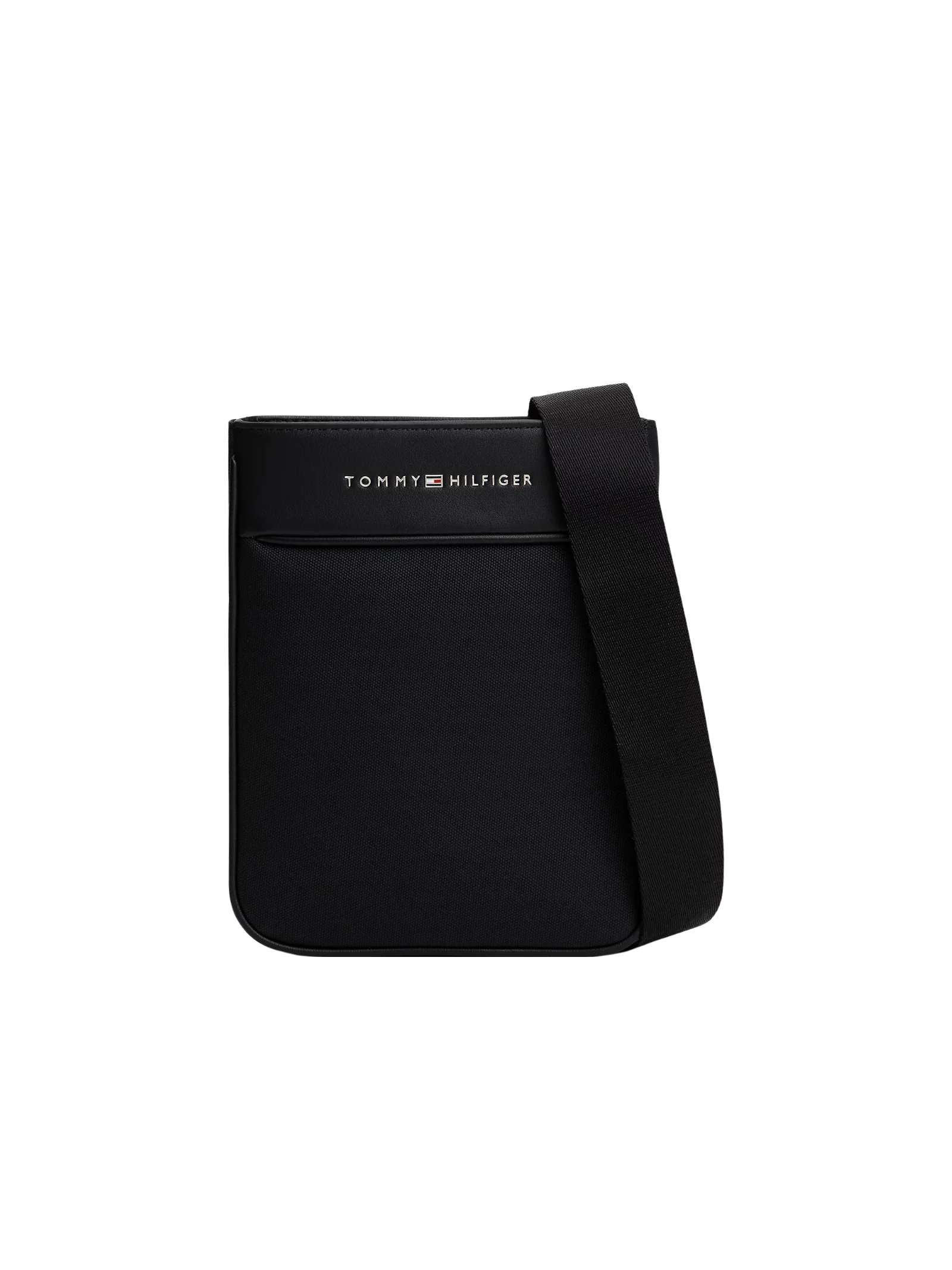 Borsa a tracolla Tommy Hilfiger nera con finitura tramata