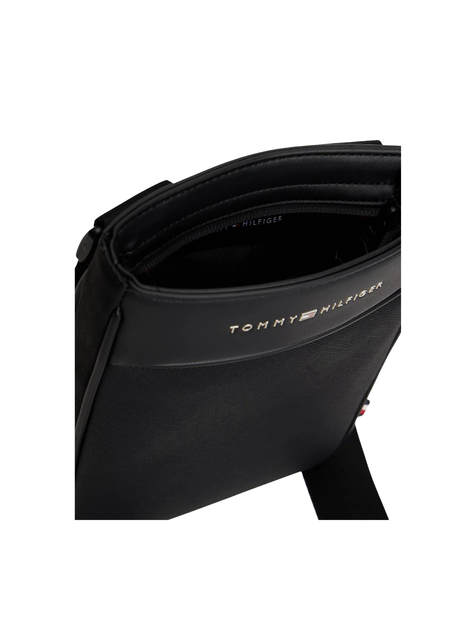 Borsa a tracolla Tommy Hilfiger nera con finitura tramata - Image 4