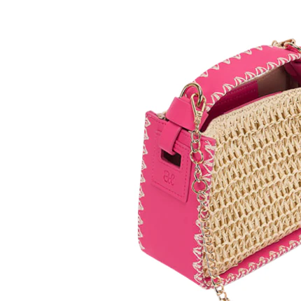Borsa Abel & Lula in rafia con dettagli fucsia - Image 3